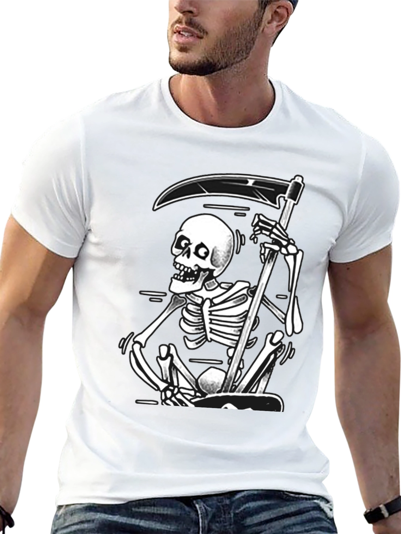 Black Grim Reaper Graphic Tee - Black Skull T-Shirt view 13