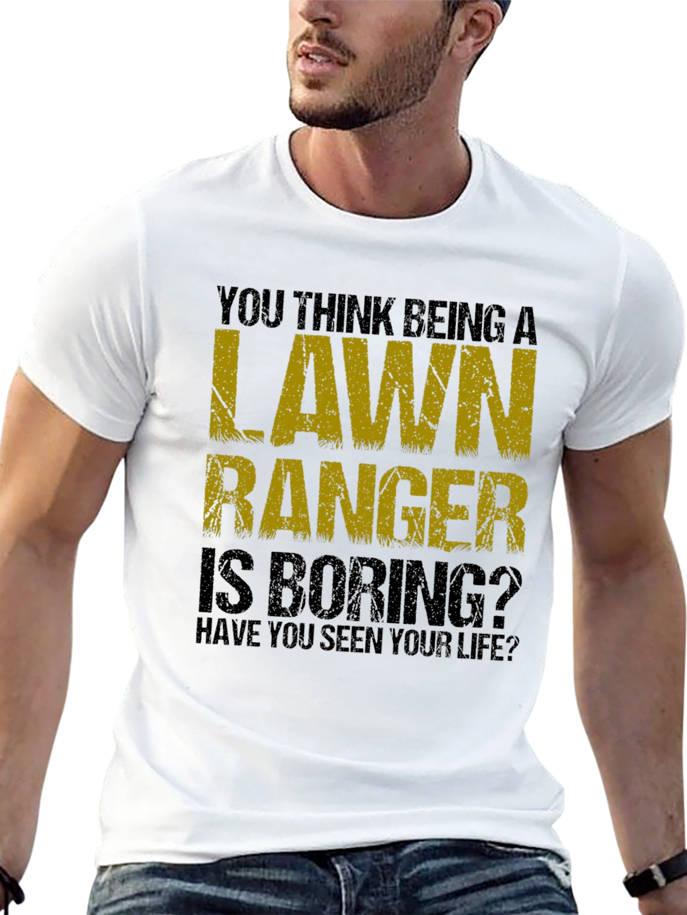 Black Funny Lawn Ranger Graphic T-Shirt view 13