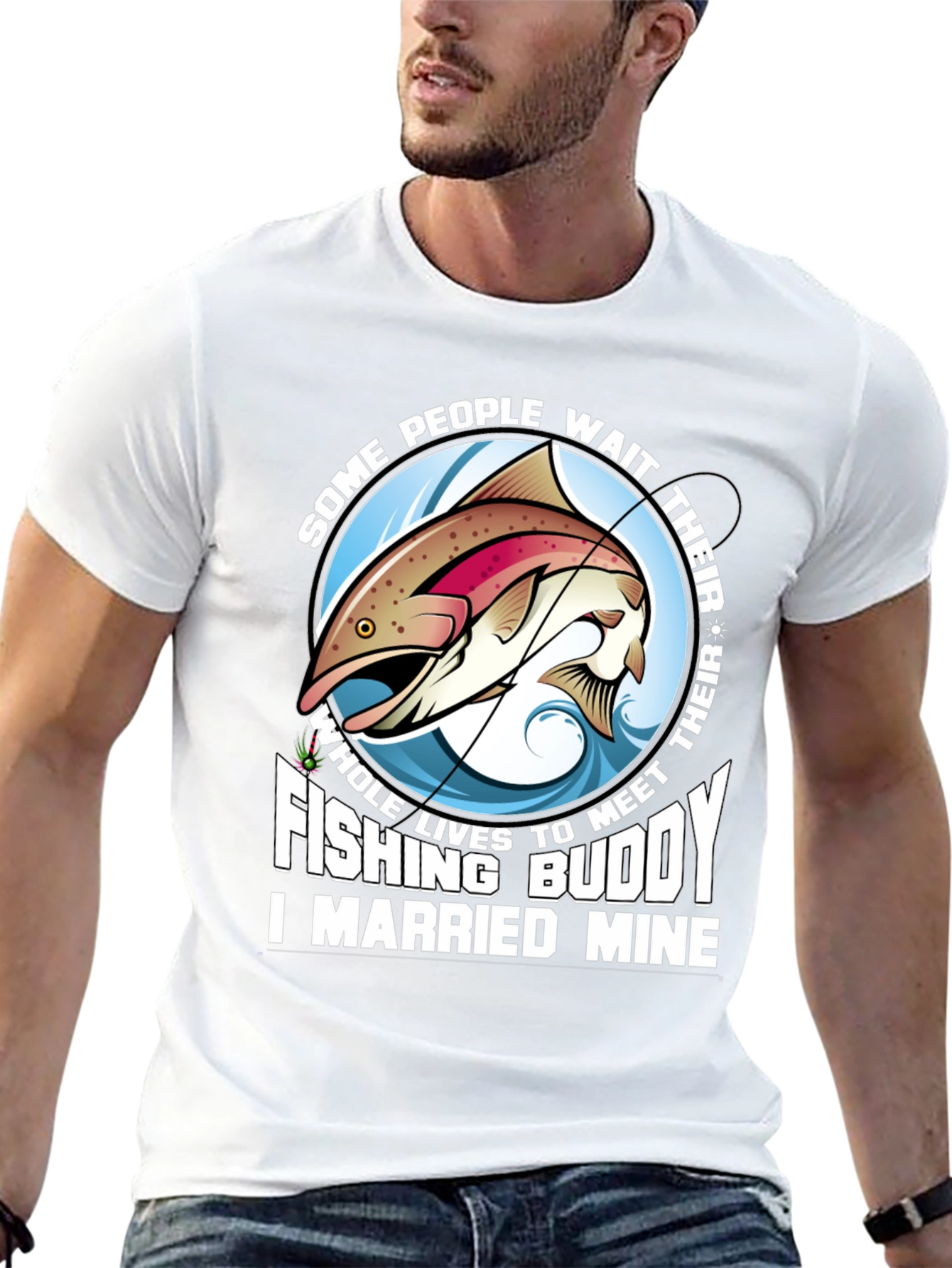Black Fishing Buddy T-Shirt - Married Mine! view 13