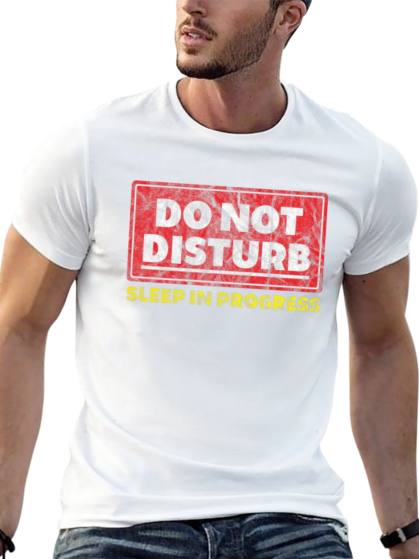 Black Do Not Disturb Sleep In Progress Graphic T-Shirt view 13