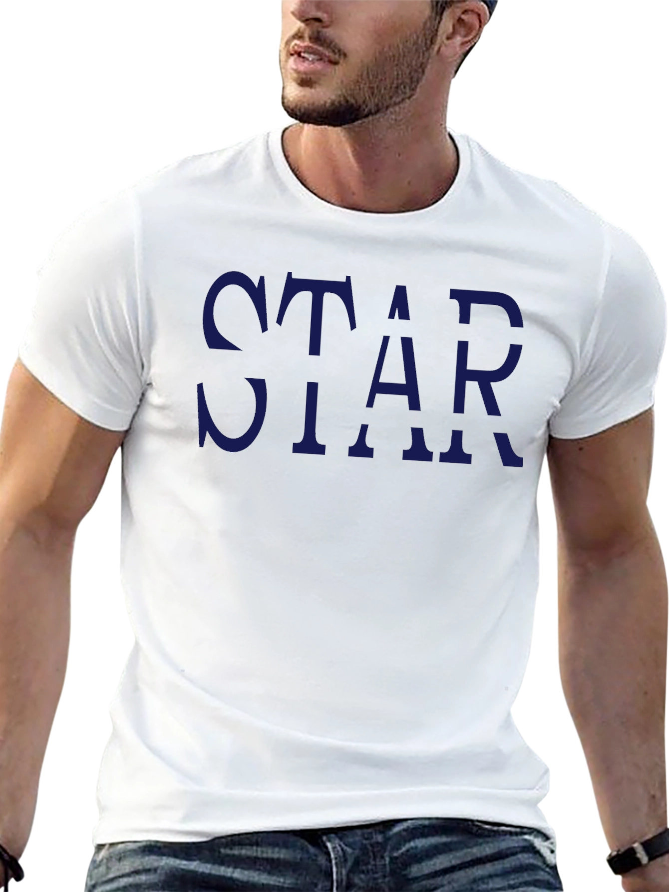 Black Star Graphic Print Crew Neck T-Shirt view 13