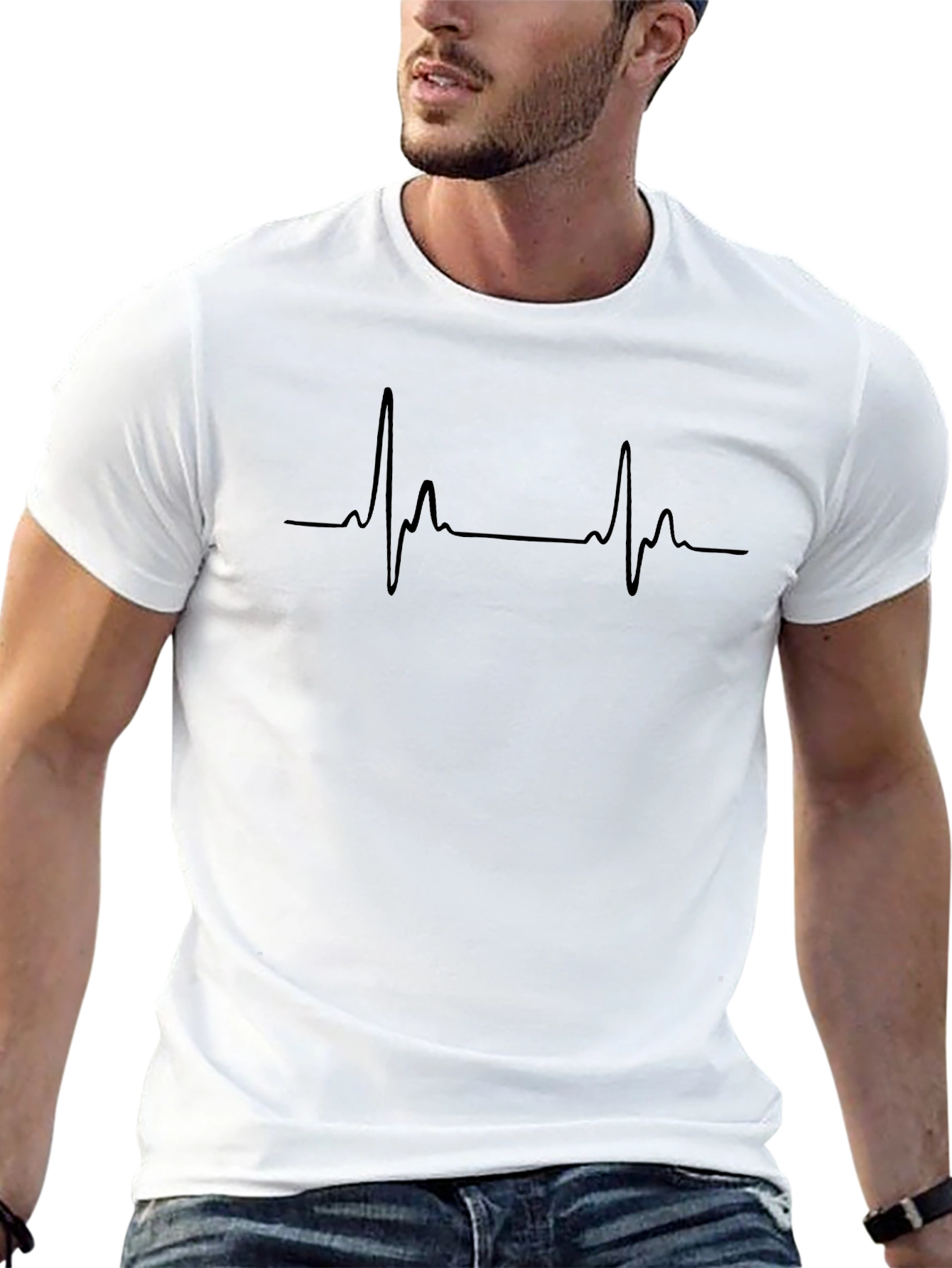 Black Men's Black Heartbeat Graphic Tee view 13