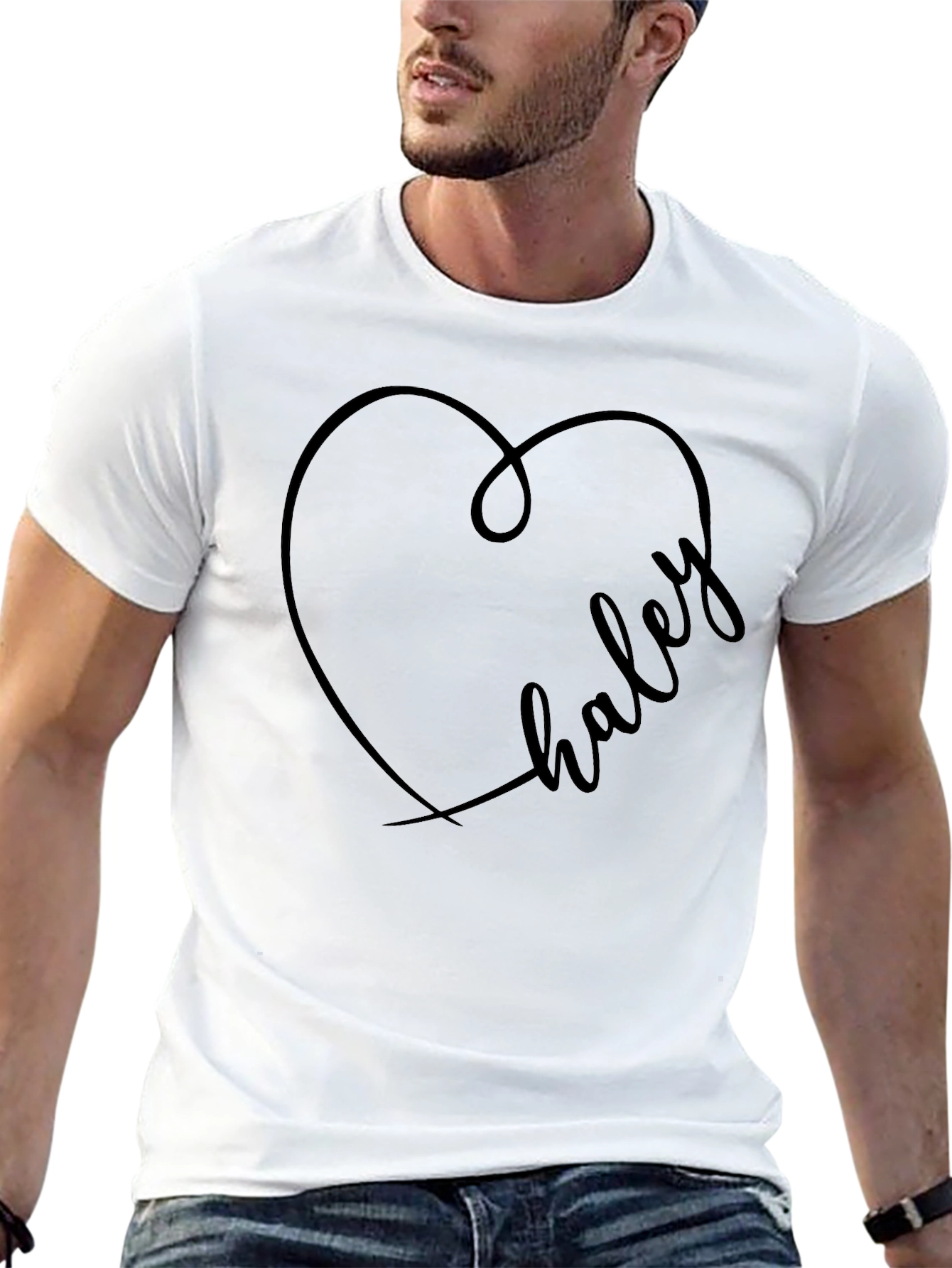 Black Haley Heart Graphic Tee - Stylish Custom Name Shirt view 13