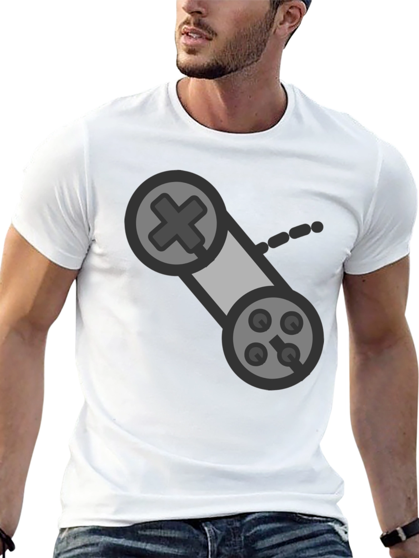 Black Retro Gaming Controller Black T-Shirt view 13