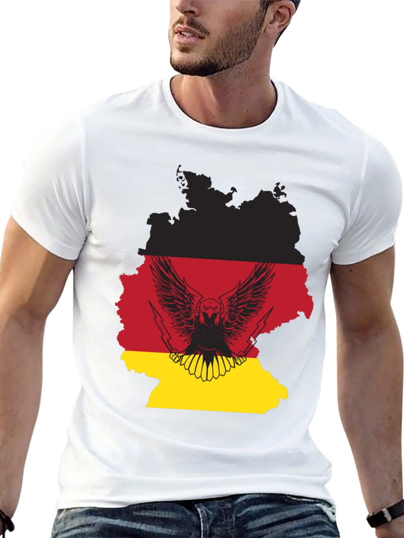Black German Flag Eagle Graphic T-Shirt view 13
