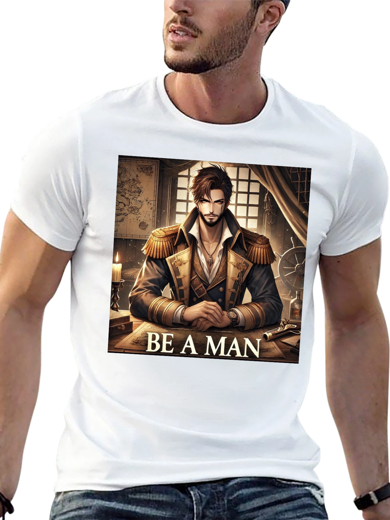 Black Be A Man Pirate Captain T-Shirt view 13
