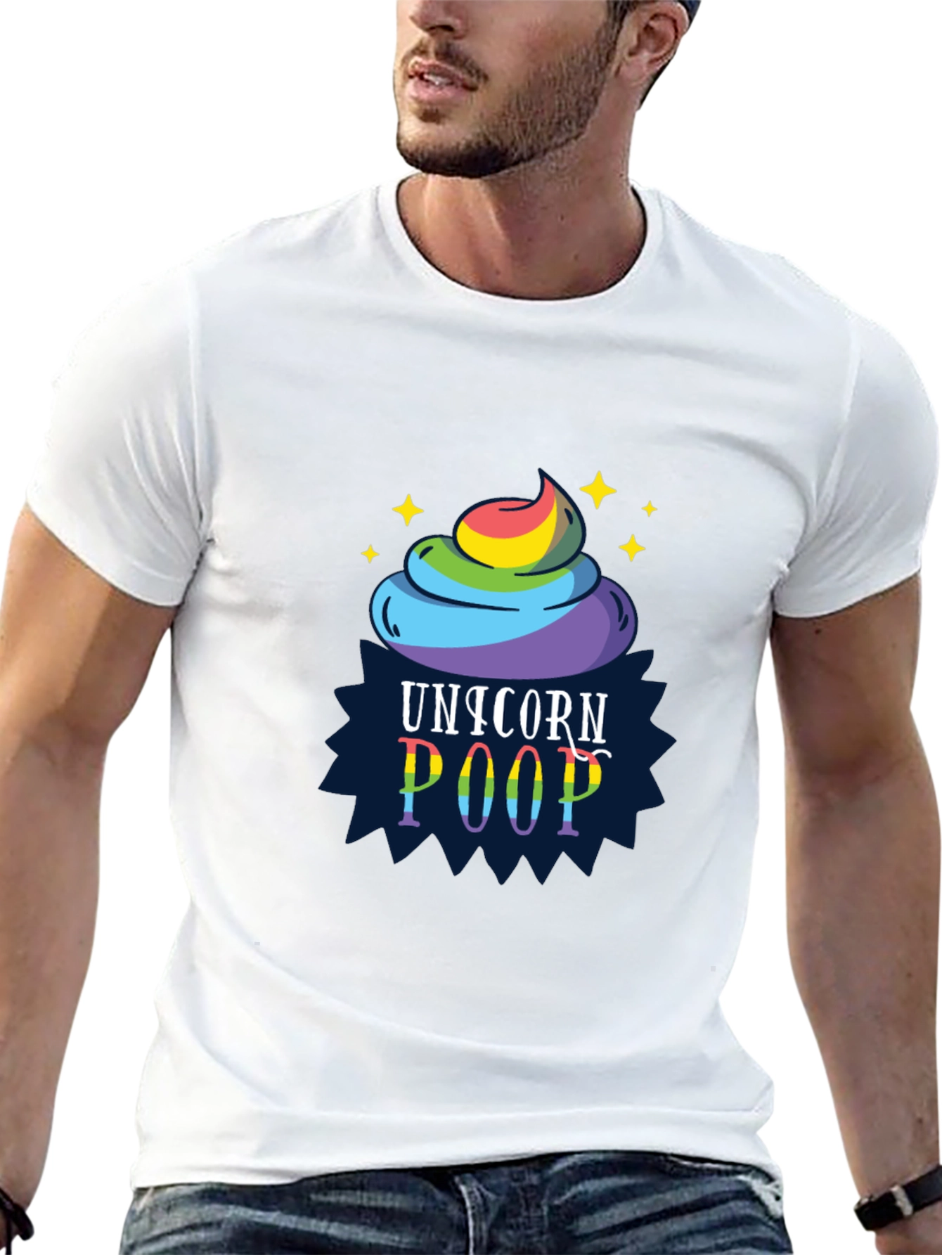 Black Unicorn Poop Graphic Tee - Funny Rainbow Shirt view 13