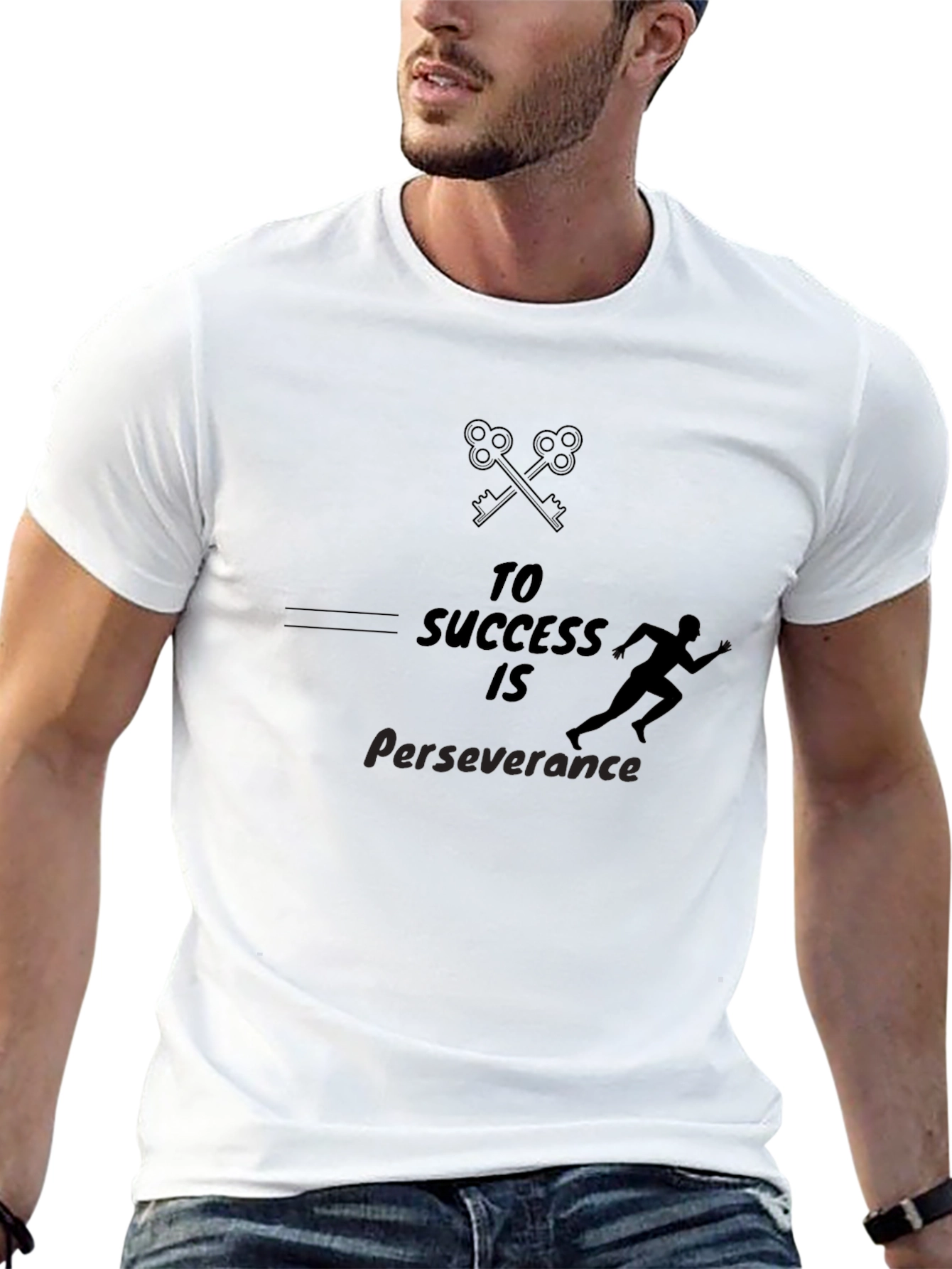 Black Perseverance Success Graphic Tee - Black Cotton Blend view 13