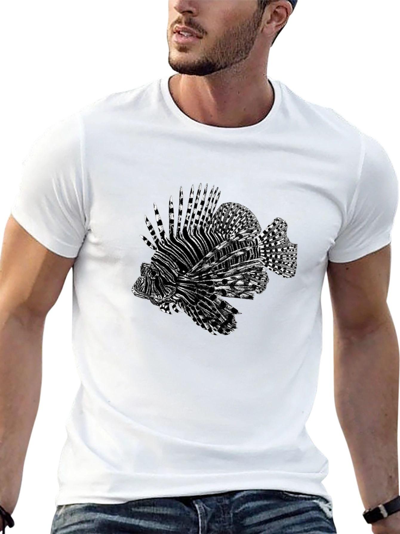 Black Lionfish Graphic Tee - Cool Black T-Shirt view 13