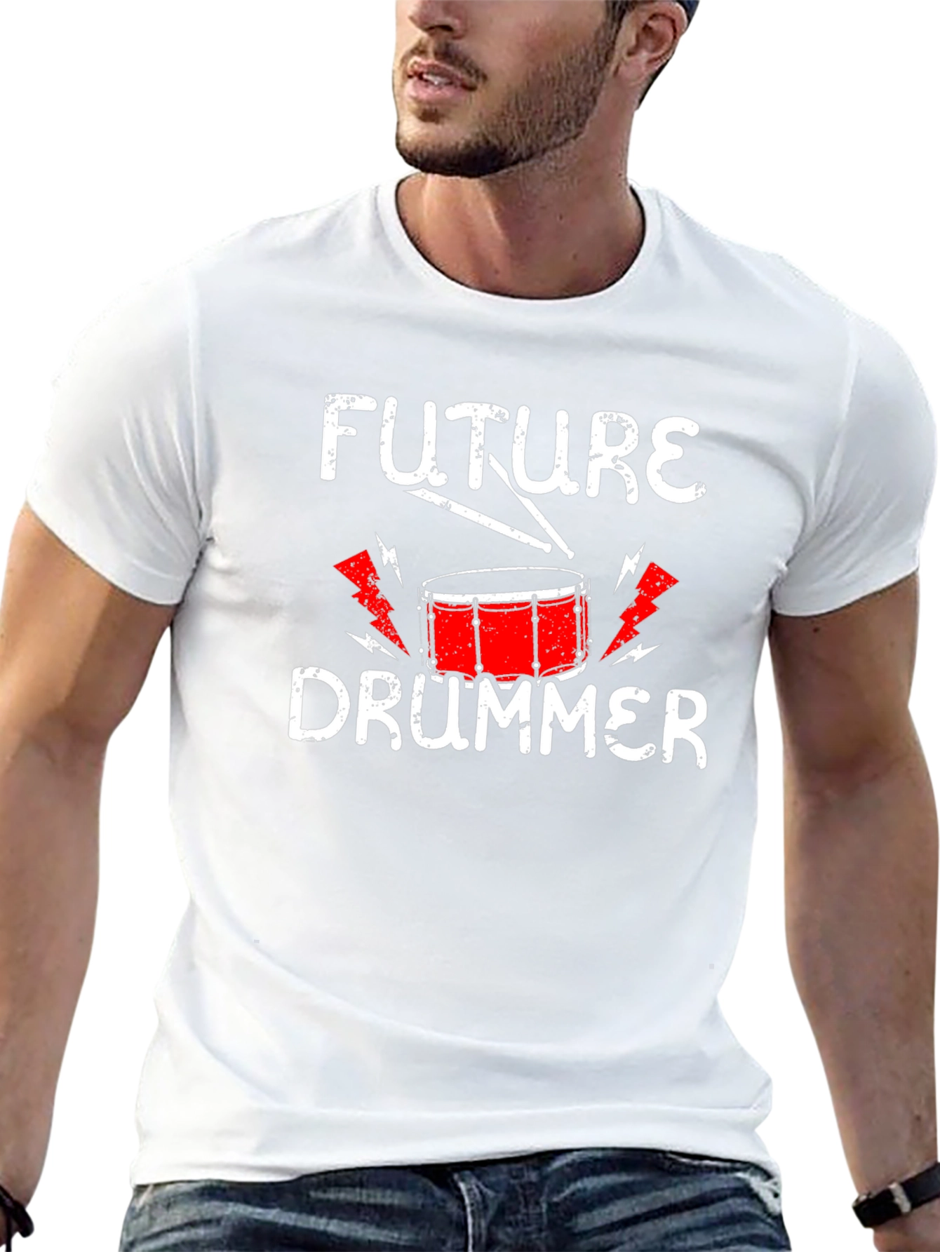 Black Future Drummer T-Shirt - Music Lover Tee view 13