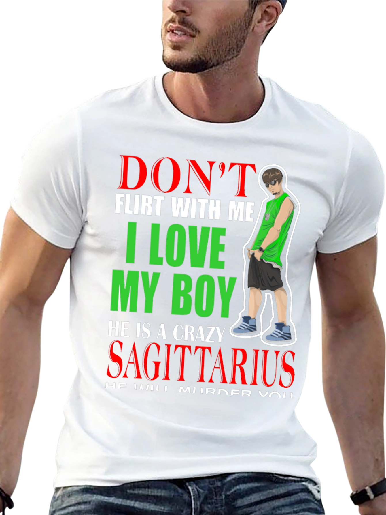 Black Don't Flirt With Me Crazy Sagittarius Boy T-Shirt view 13