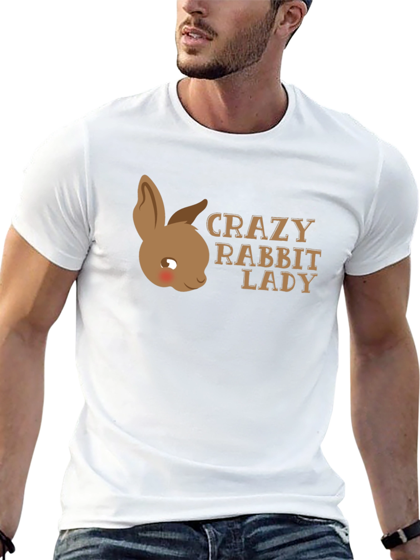 Black Crazy Rabbit Lady T-Shirt - Unisex view 13