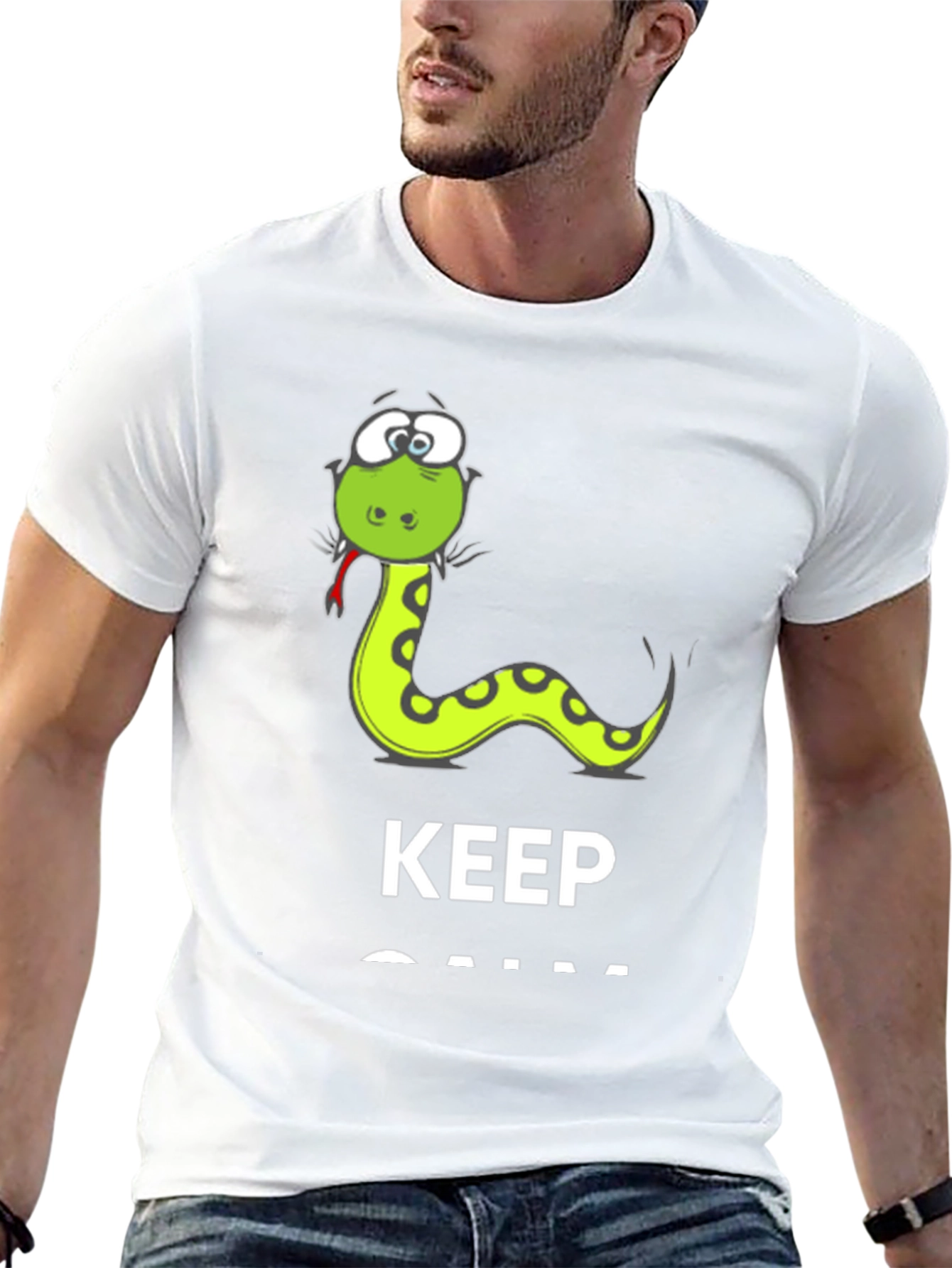 Black Funny Snake Keep Calm Men's T-Shirt view 13