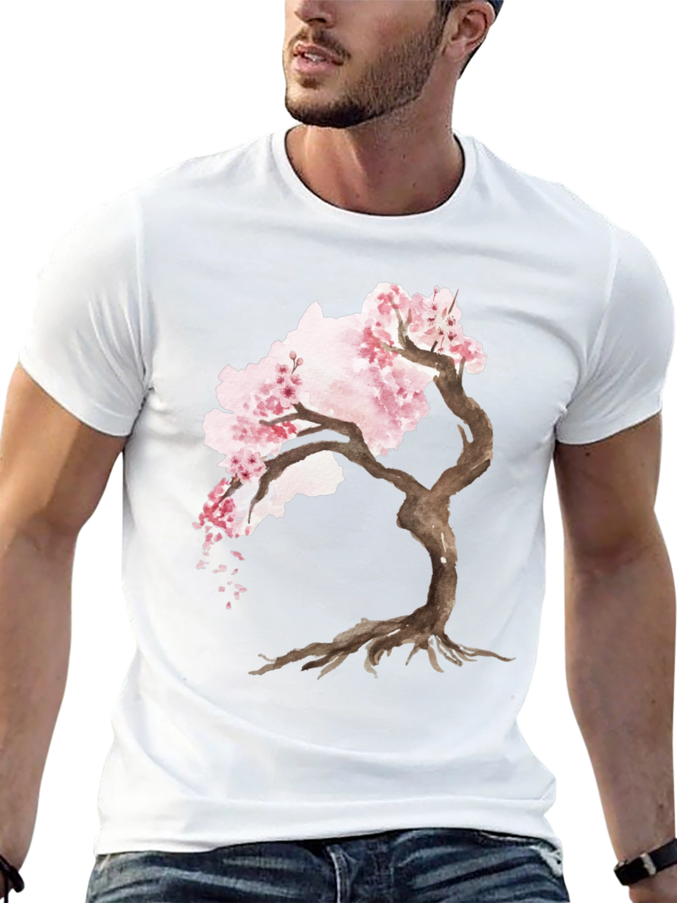 Black Cherry Blossom Tree Black T-Shirt view 13