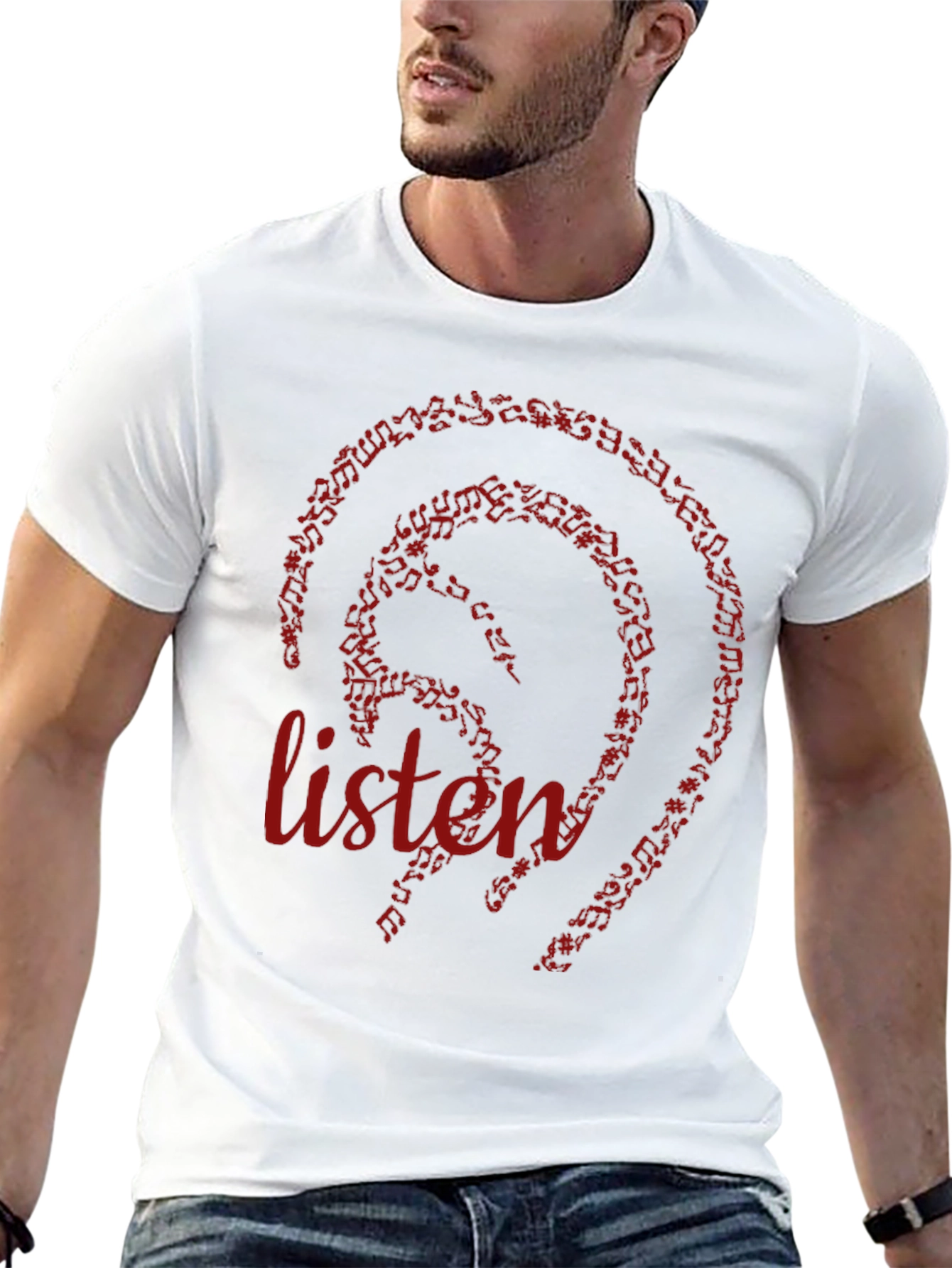 Black Musical Ear Listen Graphic Tee - Black view 13