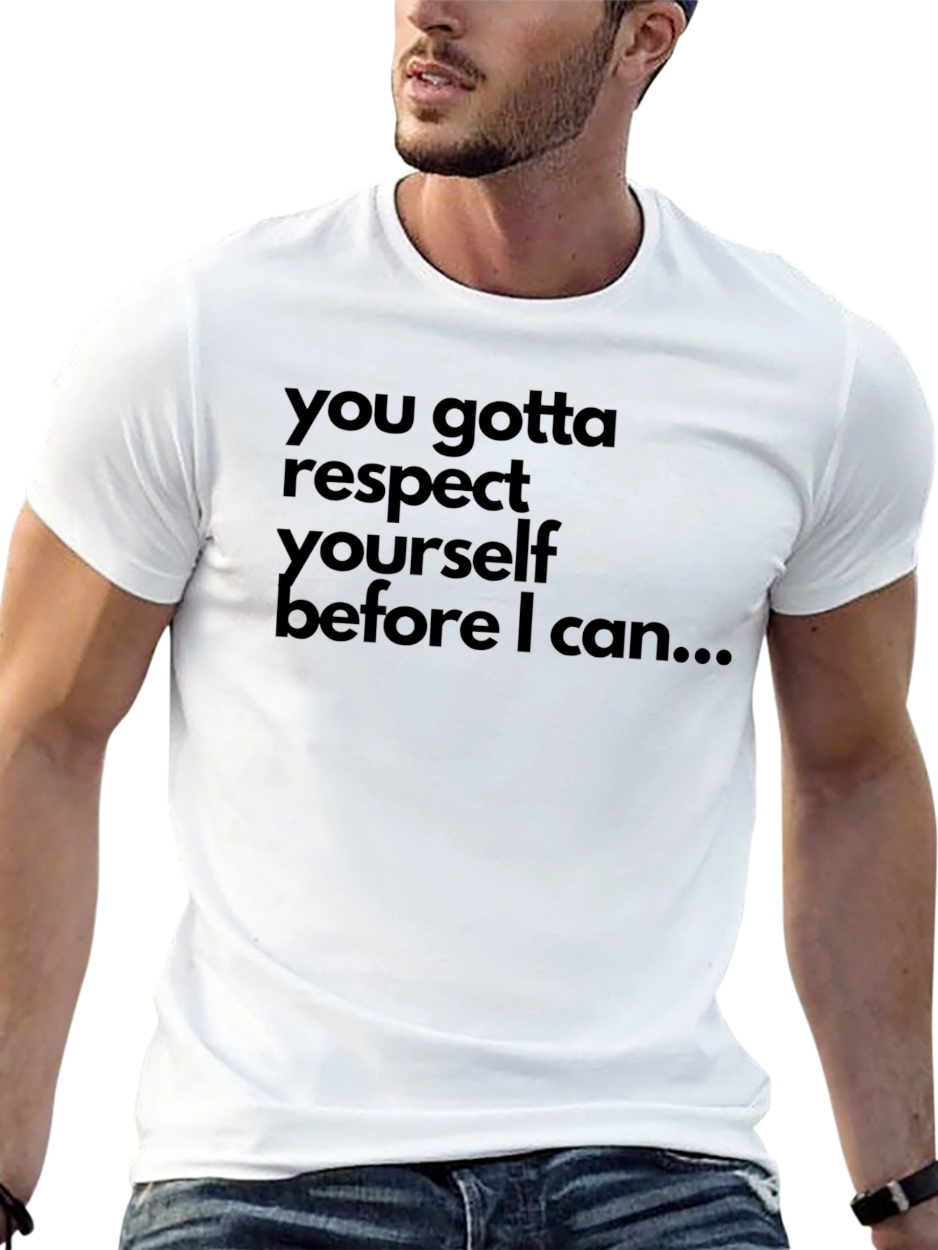 Black Respect Yourself Graphic Tee - Black Cotton T-Shirt view 13