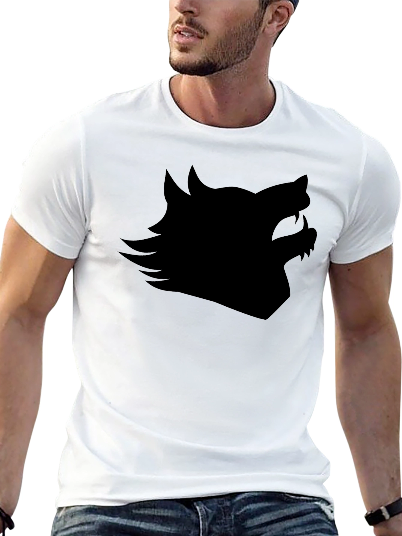 Black Black Wolf Silhouette Graphic Tee view 13