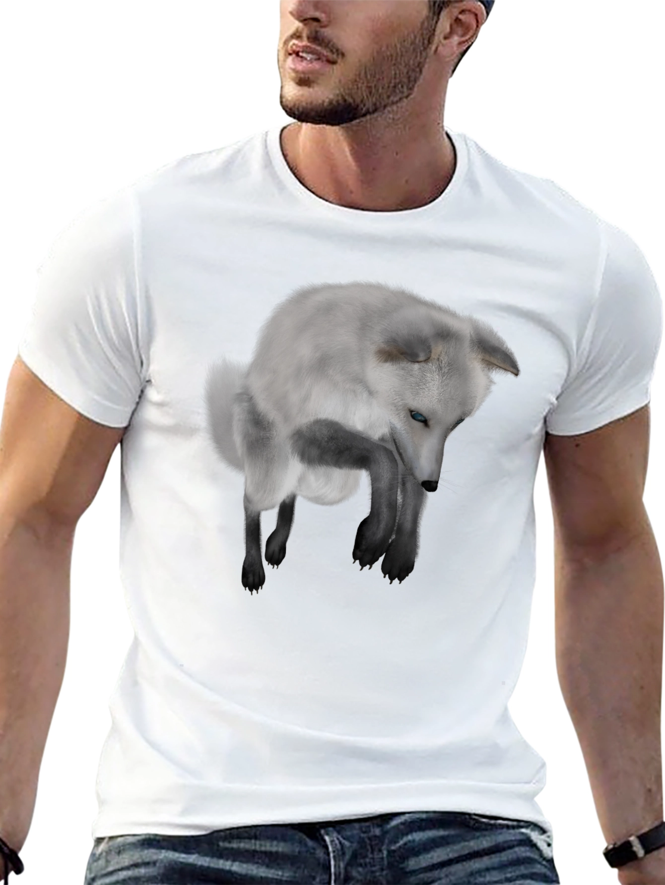 Black Arctic Fox Graphic Tee - Men's Black T-Shirt view 13