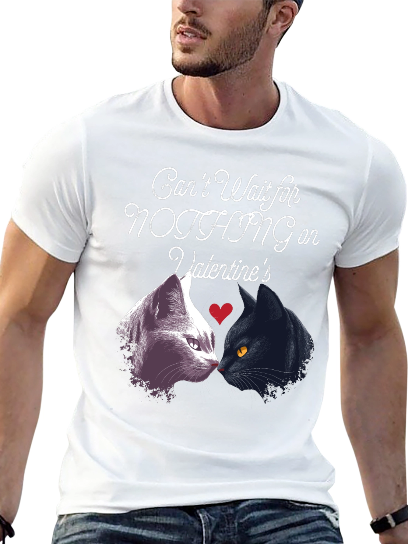 Black Valentine's Cats T-Shirt: Can't Wait for Nothing! view 13
