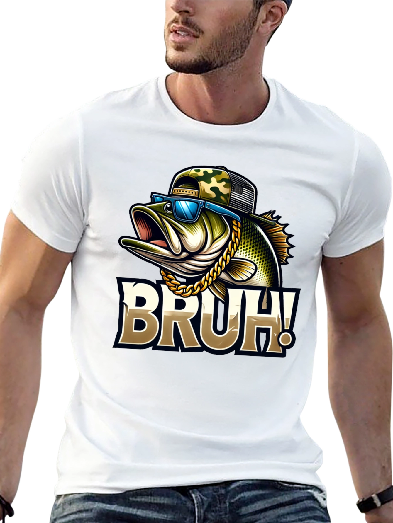 Black Bruh Fishing Bass Graphic T-Shirt view 13