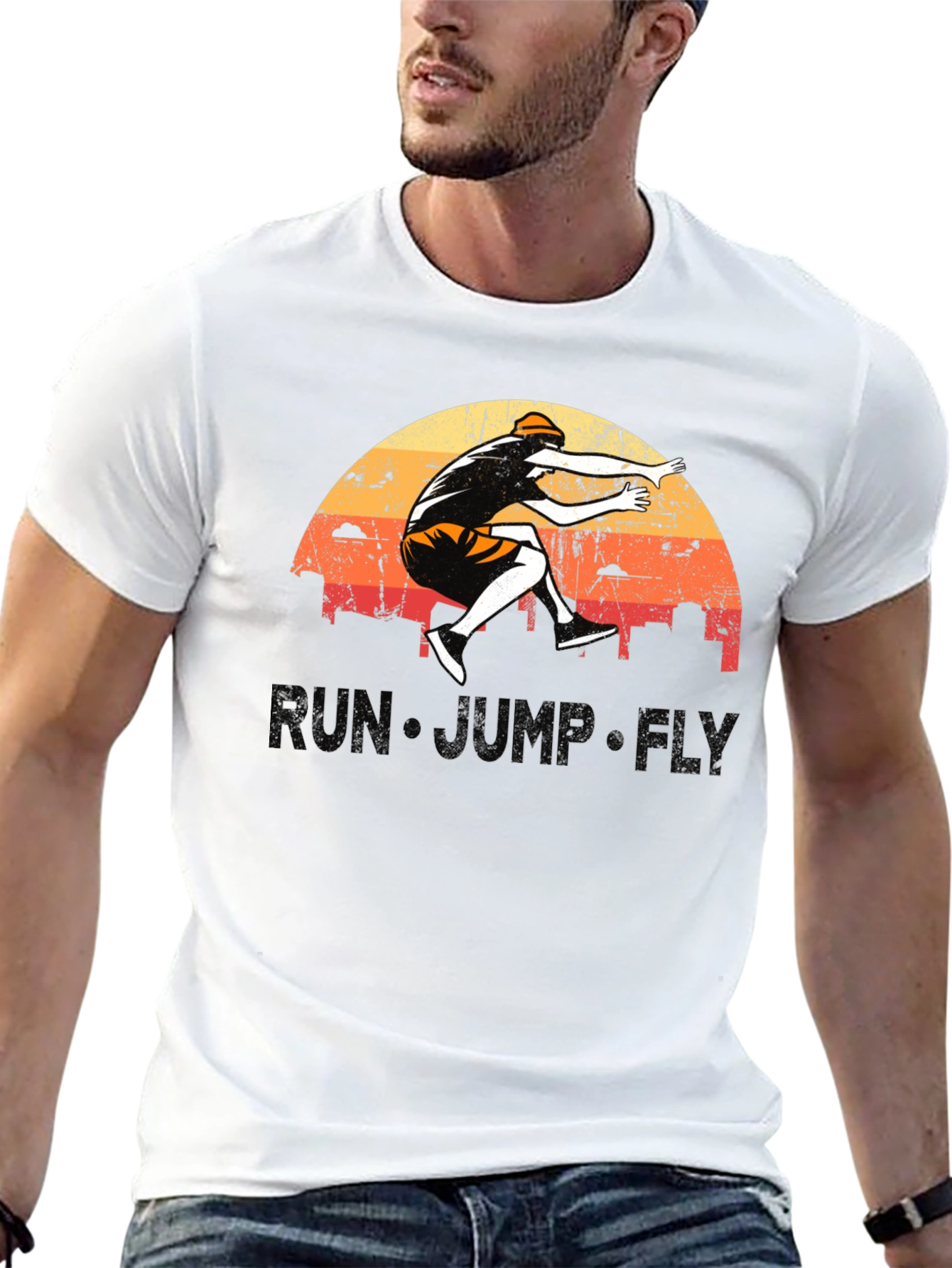 Black Run Jump Fly Graphic Tee - Retro Style view 13