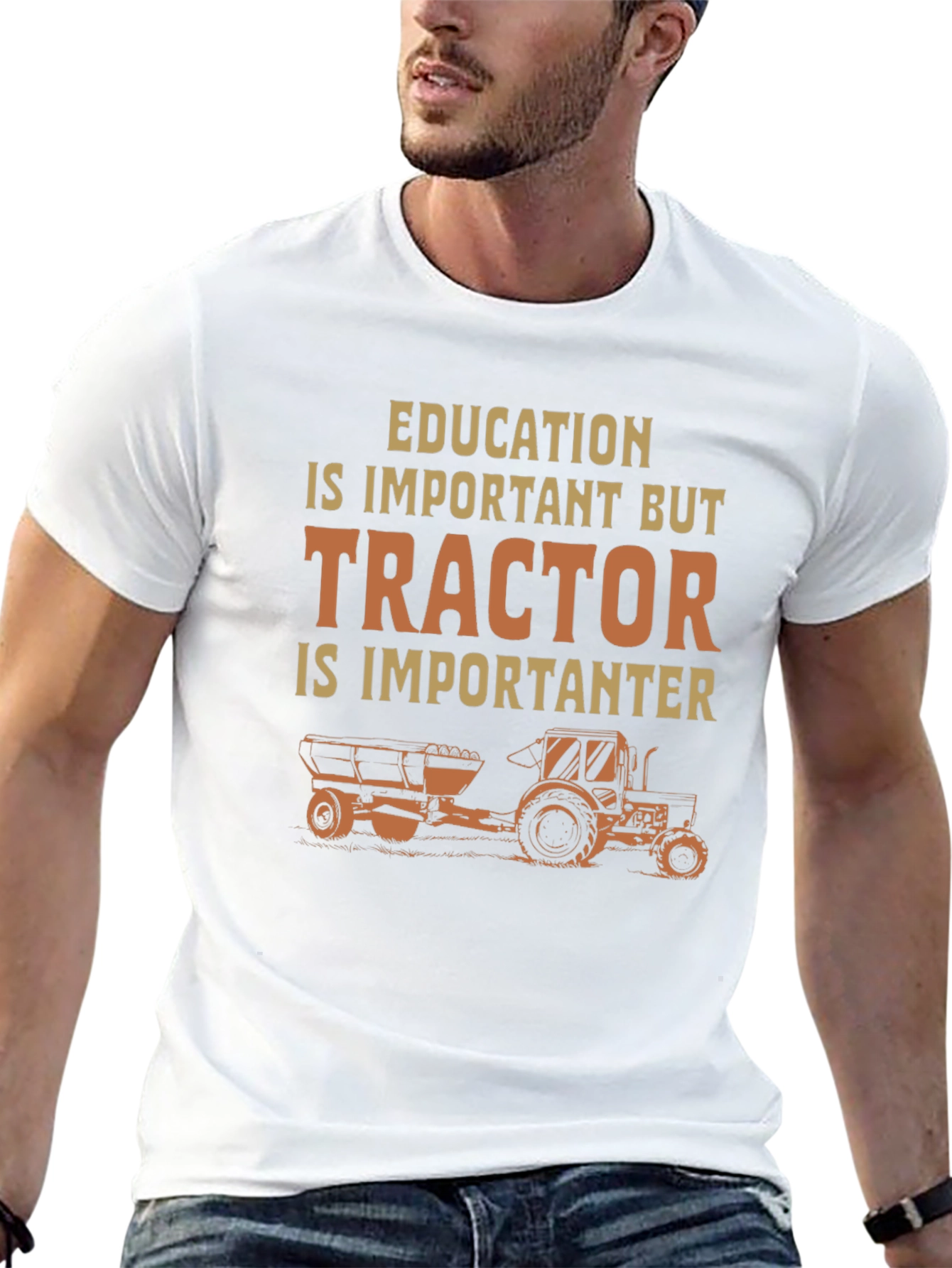 Black Education Tractor Humor T-Shirt view 13