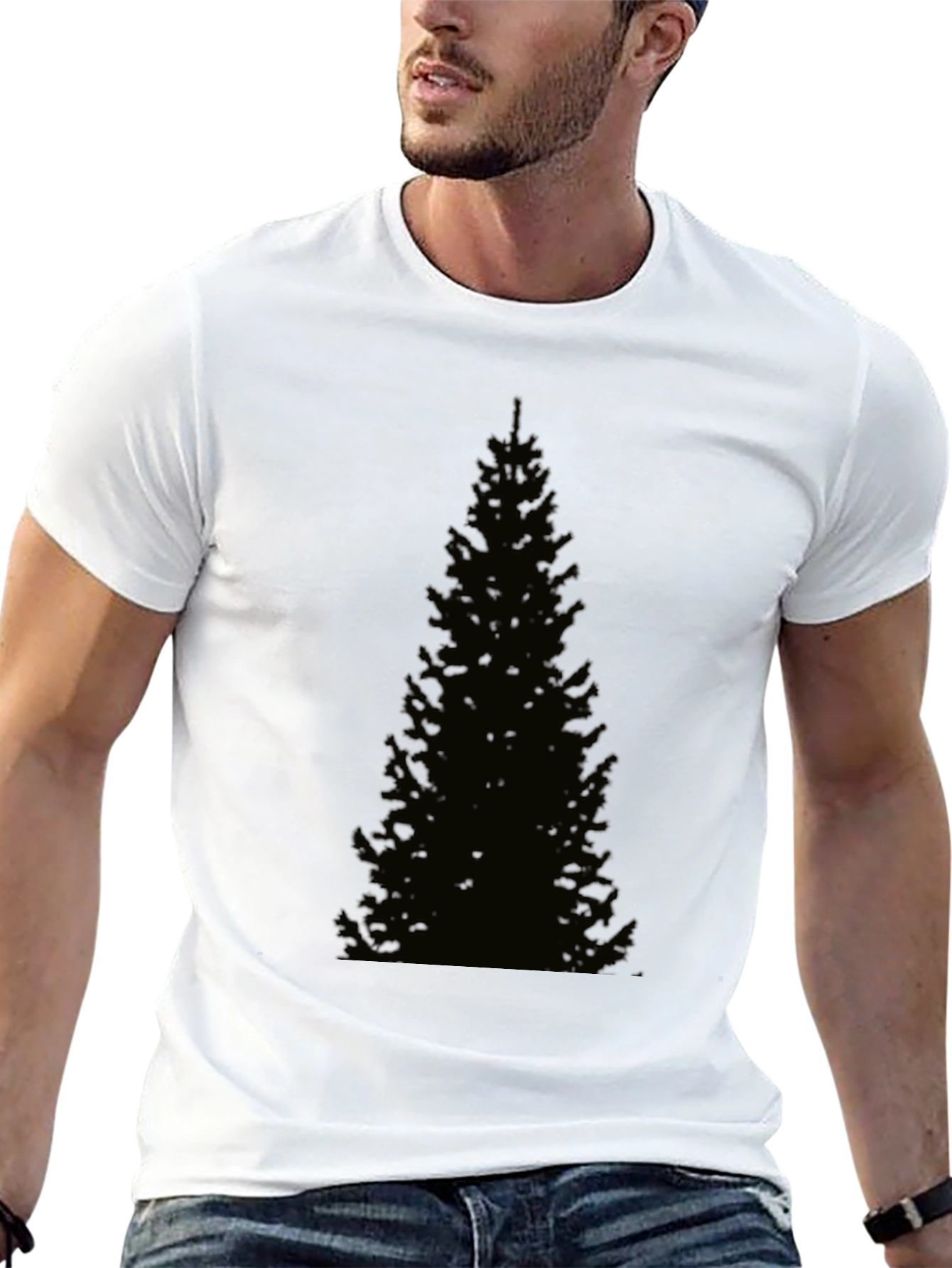 Black Men's Black Christmas Tree Graphic T-Shirt view 13