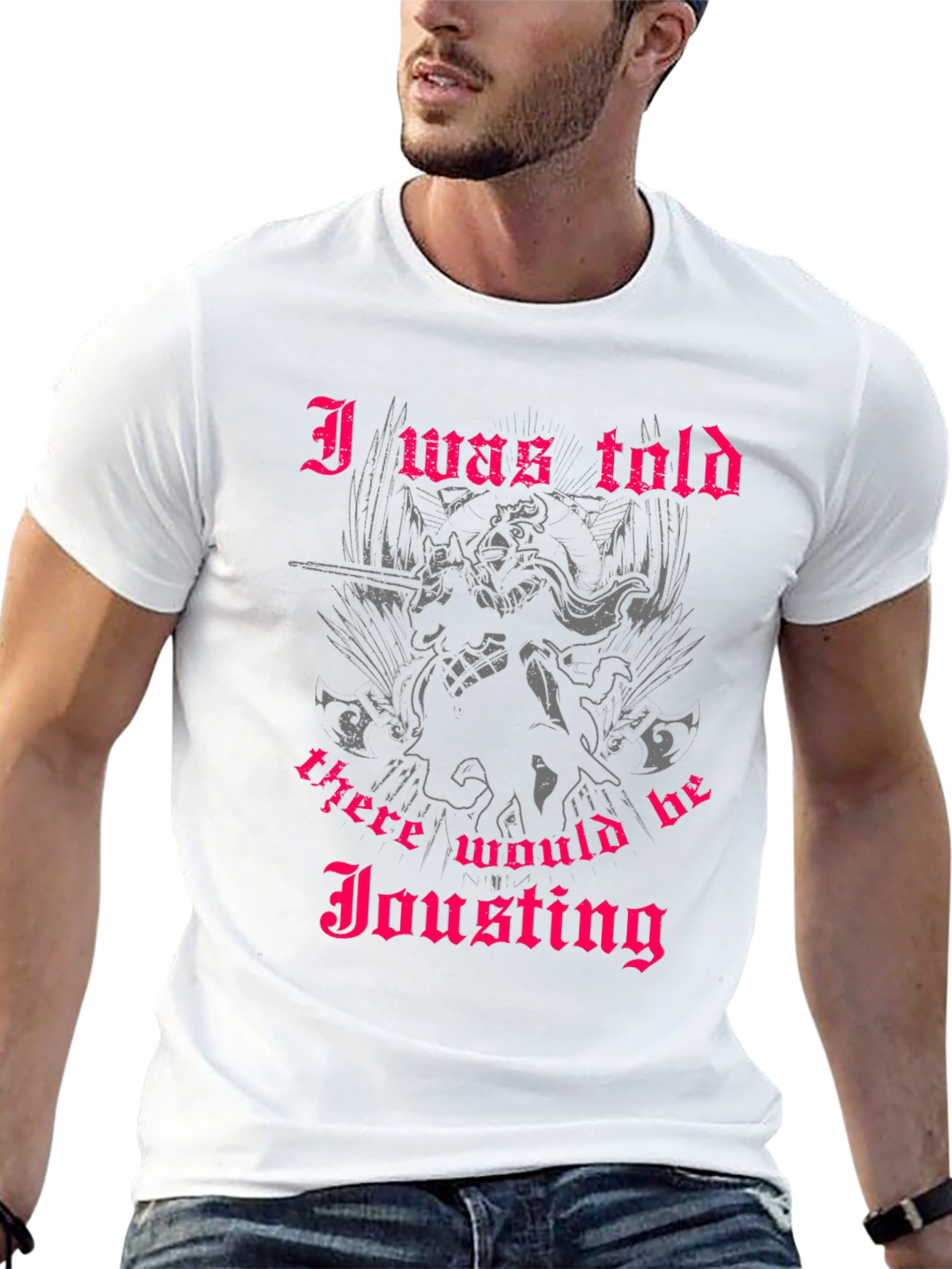 Black Humorous Jousting T-Shirt - 'I Was Told' Design view 13