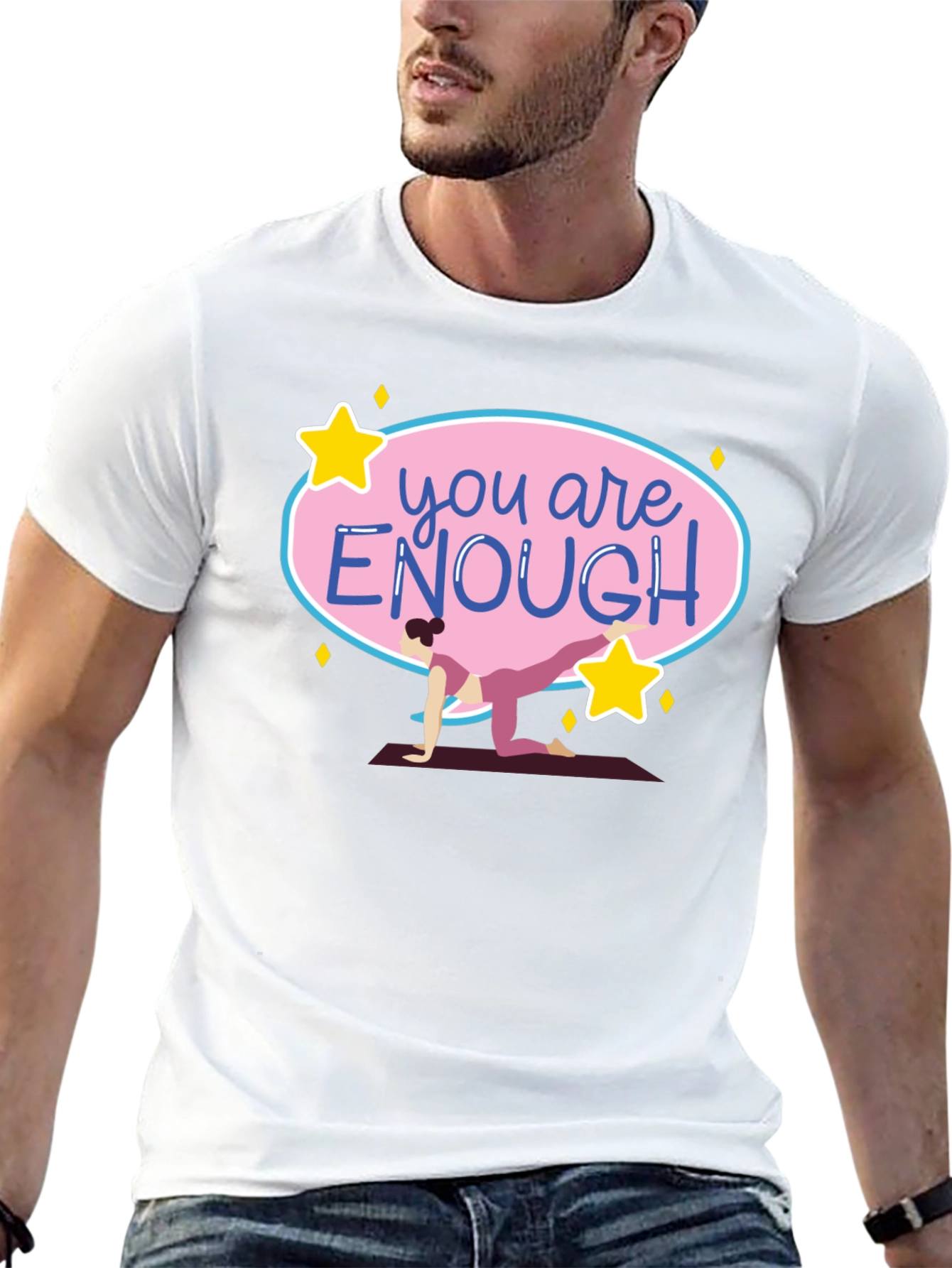 Black You Are Enough Yoga T-Shirt Black view 13