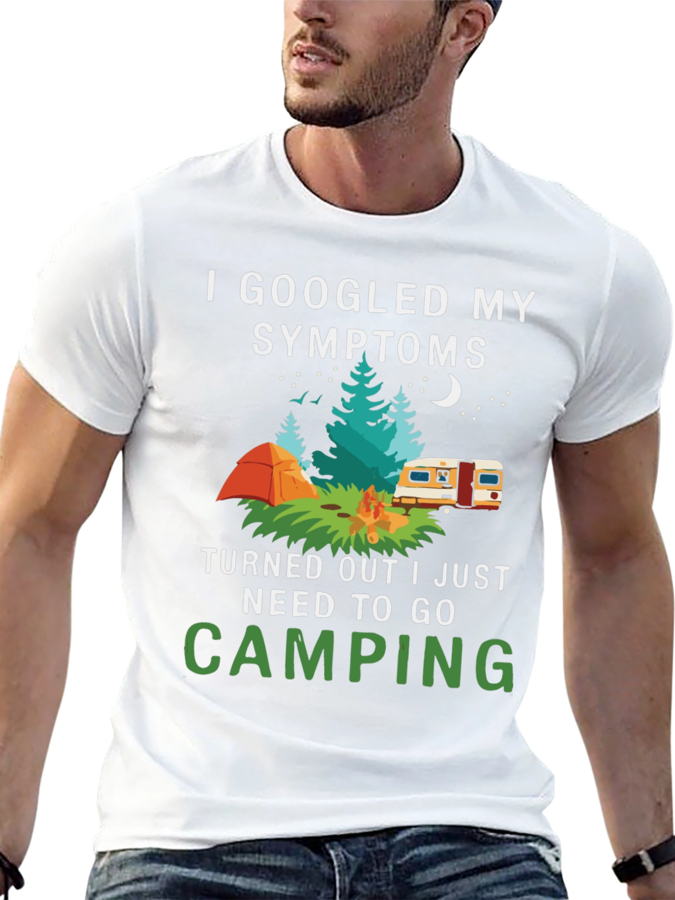Black Camping Symptoms T-Shirt - Funny Outdoor Apparel view 13