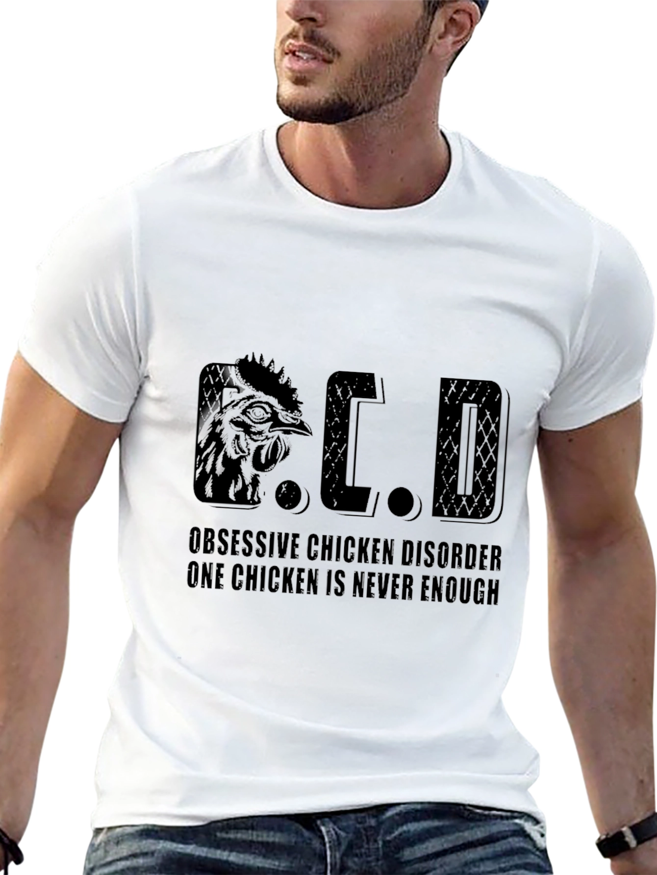 Black Obsessive Chicken Disorder T-Shirt - Funny Chicken Lover Tee view 13