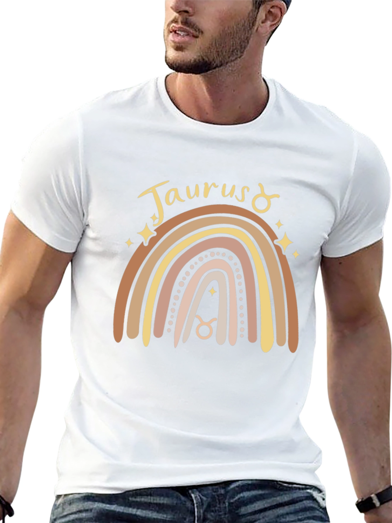 Black Taurus Zodiac Rainbow Graphic T-Shirt view 13
