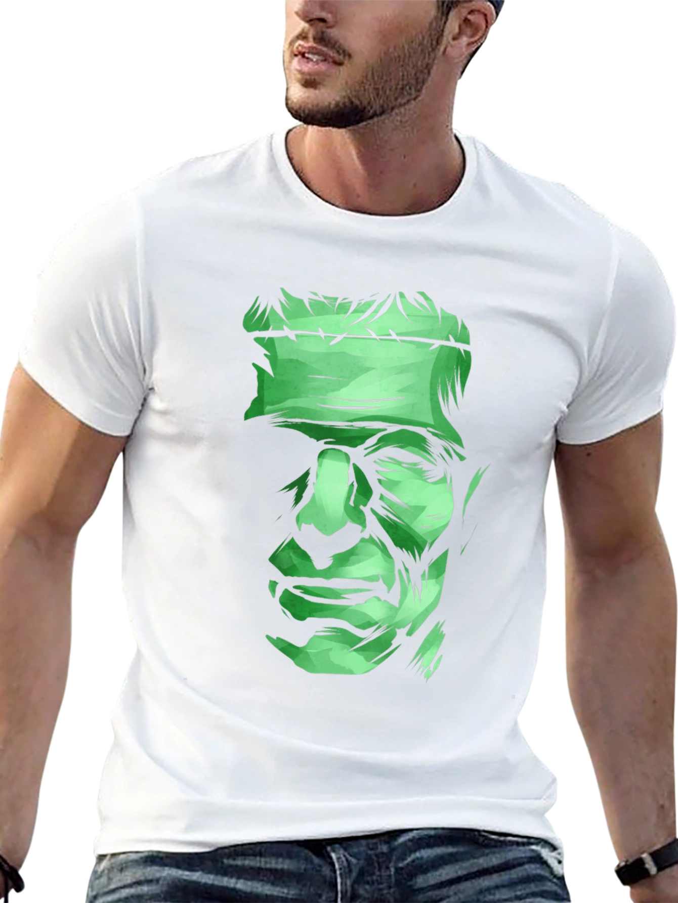 Black Frankenstein Graphic Tee - Men's Black Cotton T-Shirt view 13