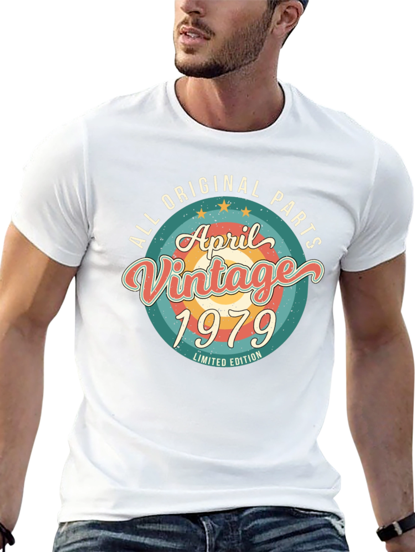 Black Vintage April 1979 All Original Parts T-Shirt view 13