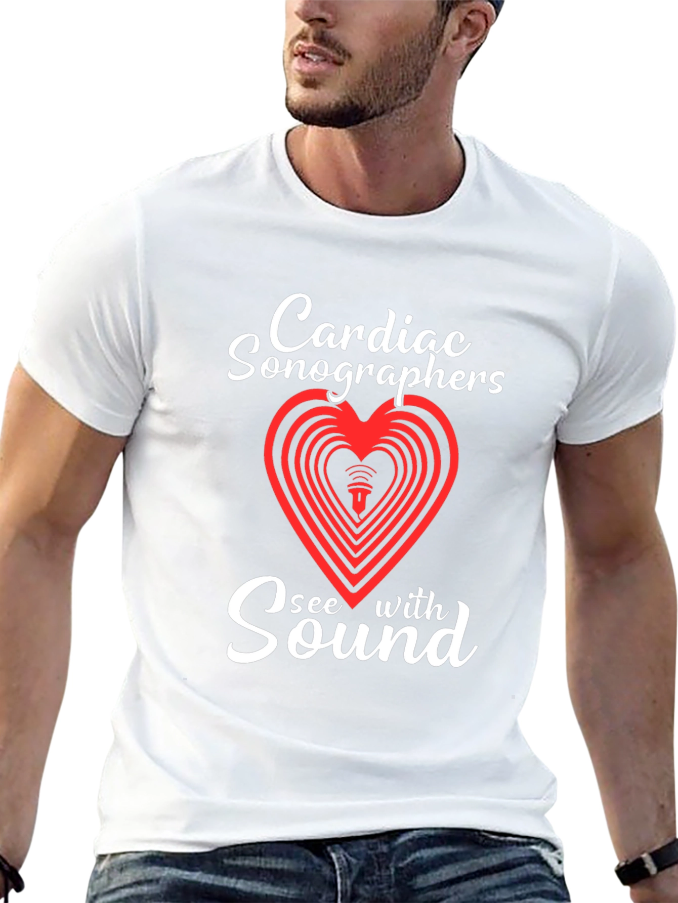 Black Cardiac Sonographer See With Sound T-Shirt view 13
