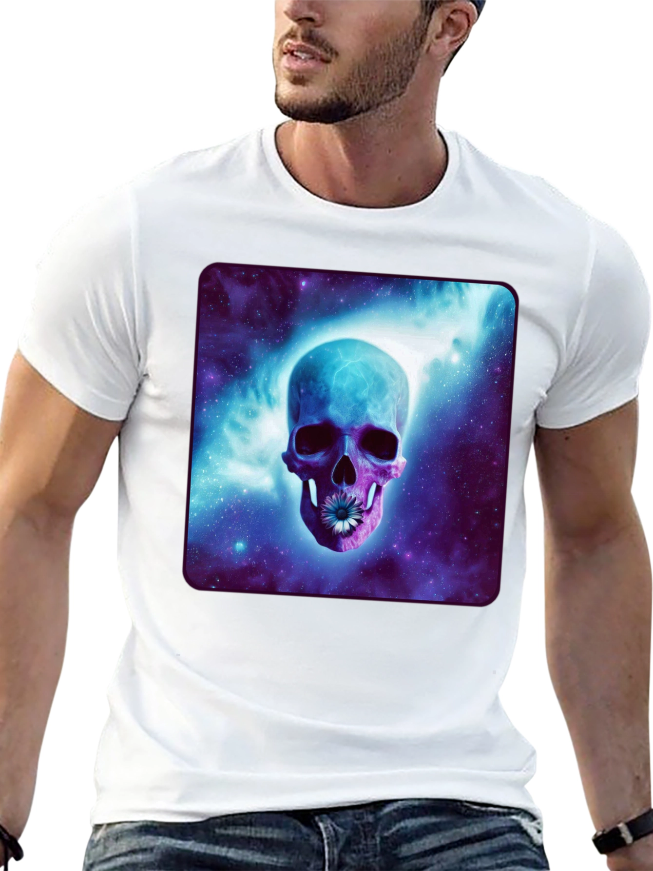 Black Skull Galaxy T-Shirt - Cosmic Design view 13