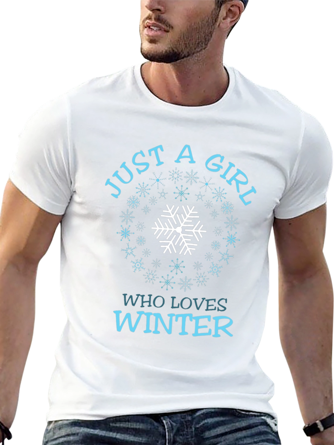 Black Just A Girl Who Loves Winter Snowflake T-Shirt view 13