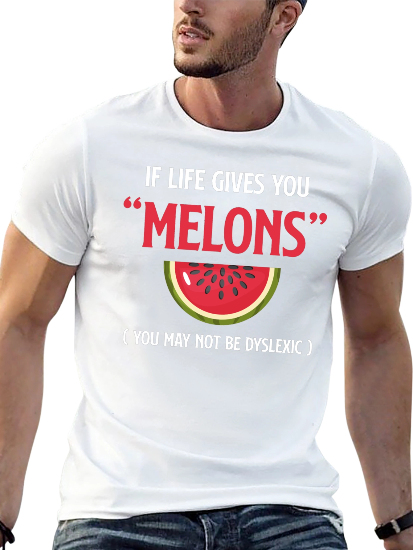 Funny "Melons" Dyslexia Watermelon Graphic Tee - 13