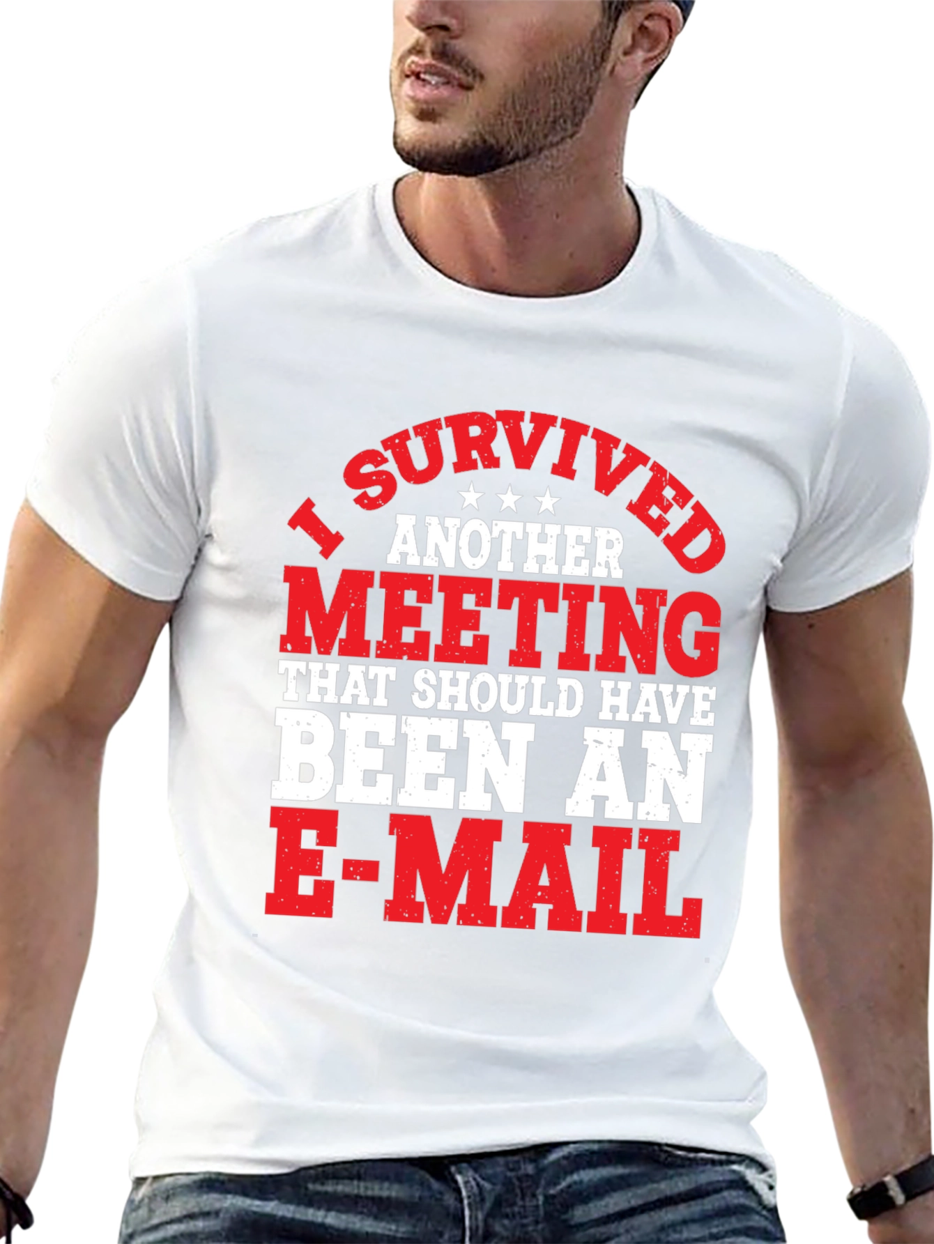 Black I Survived Another Meeting Funny T-Shirt view 13