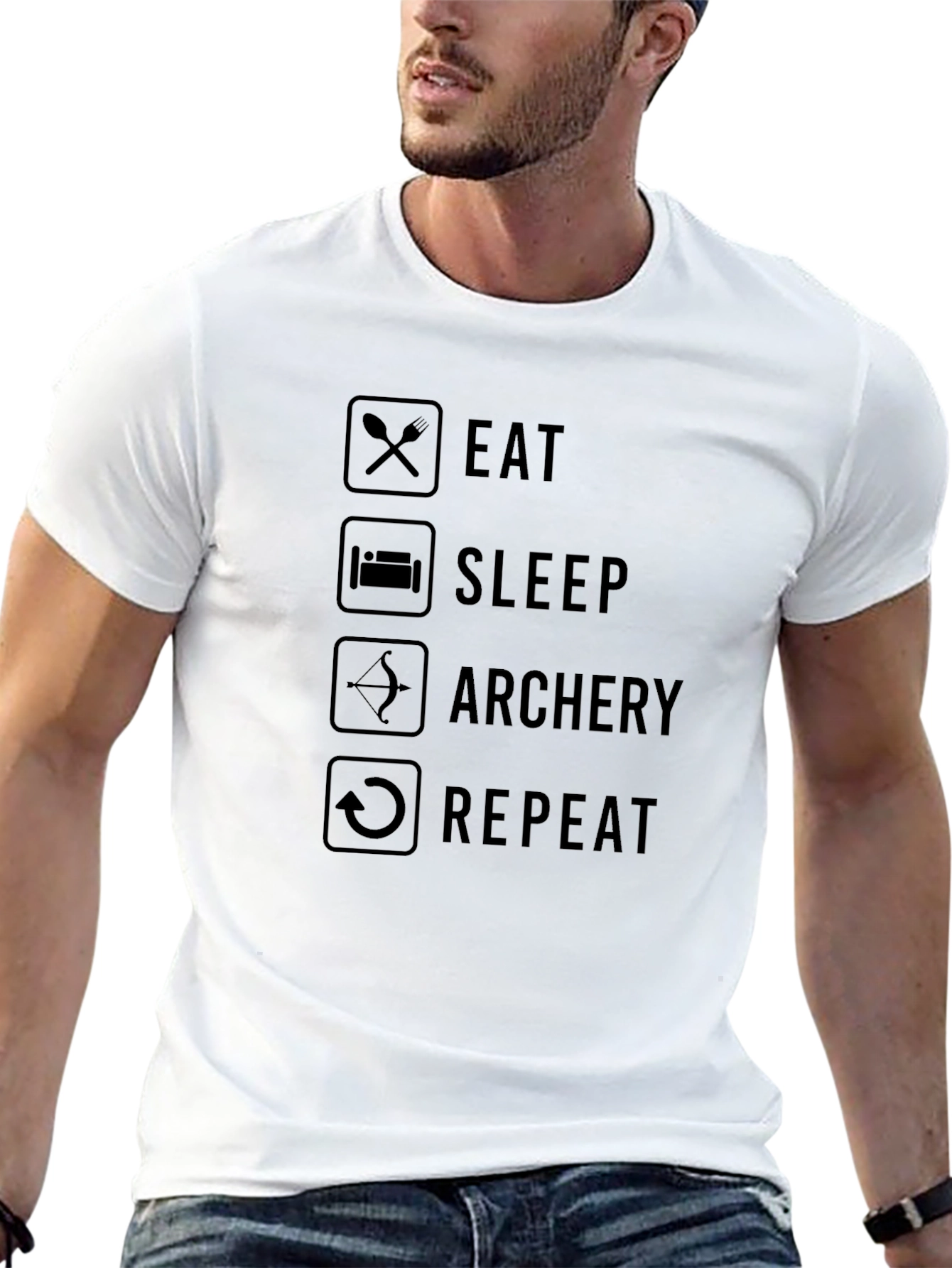 Black Eat Sleep Archery Repeat T-Shirt view 13