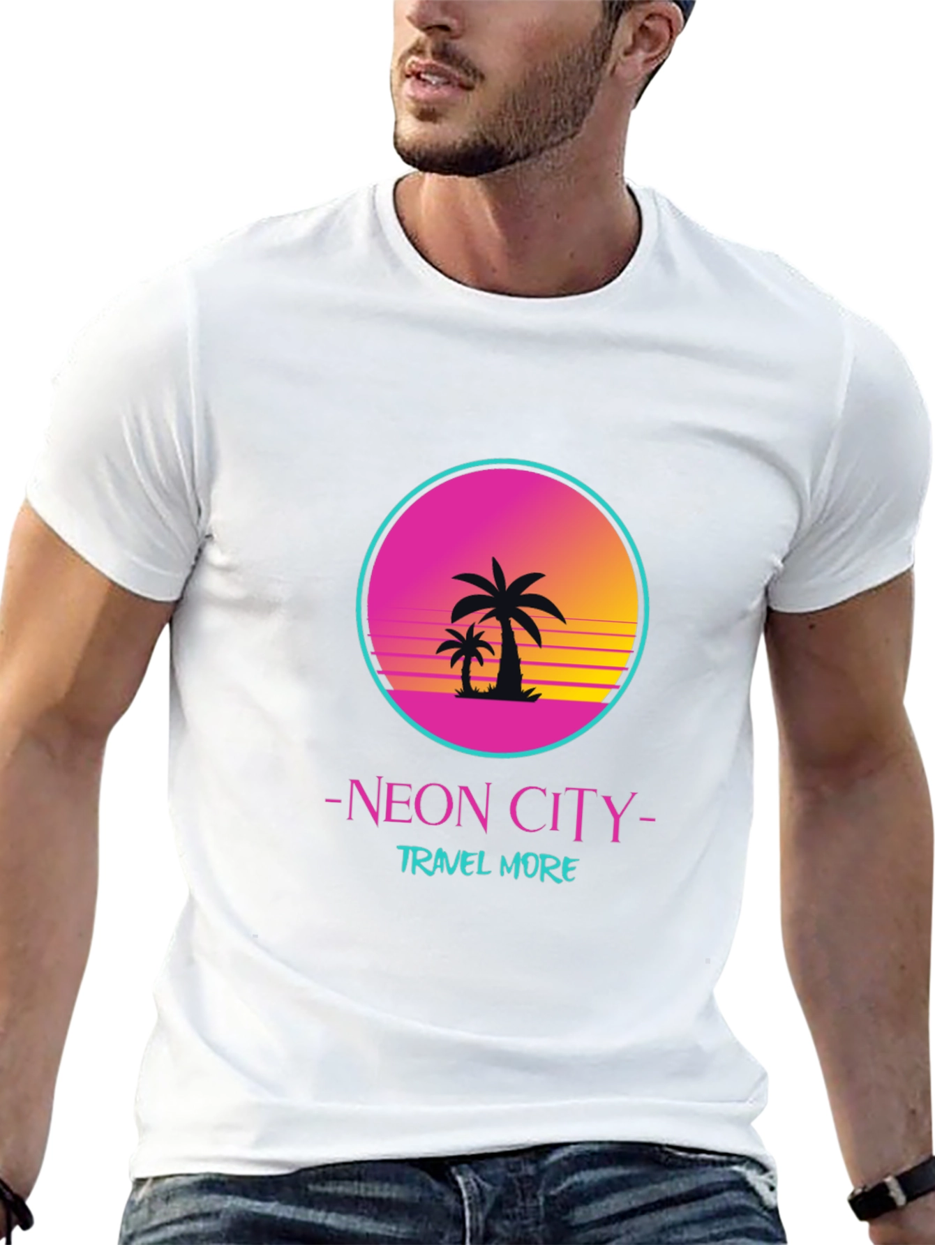 Black Neon City Travel T-Shirt view 13