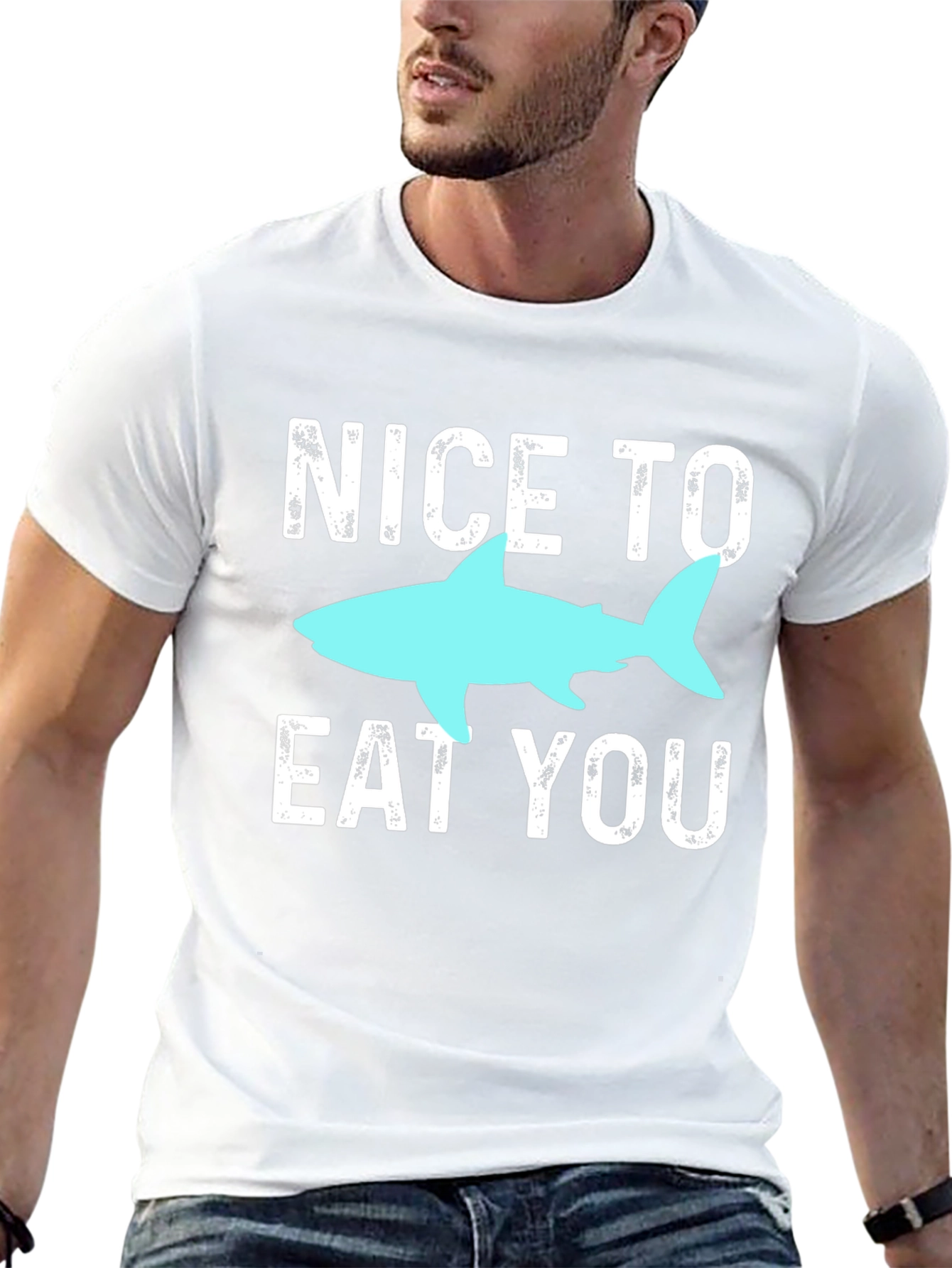 Black Funny Shark Graphic Tee - Nice To Eat You! view 13