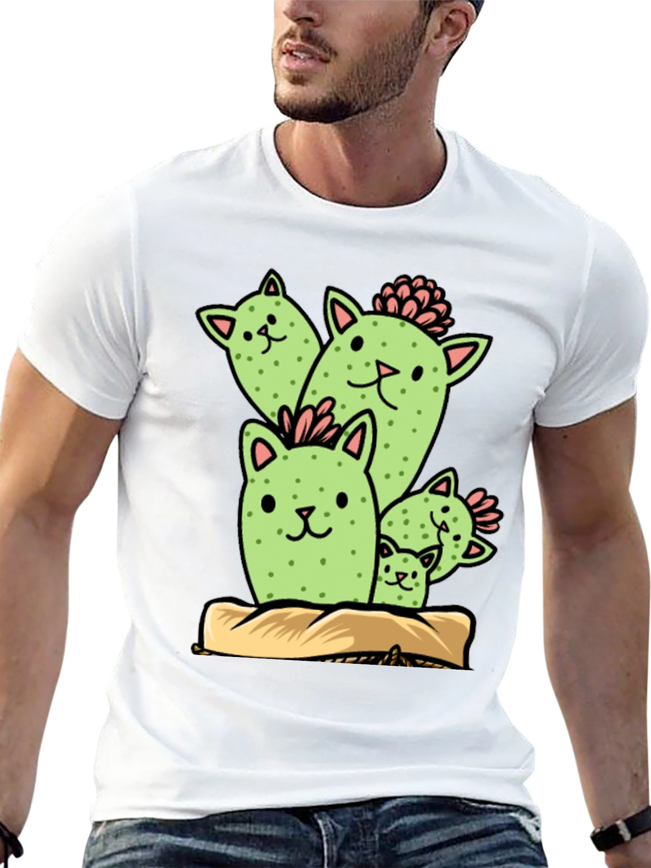 Black Cat Cactus Graphic Tee - Funny Plant Lover Shirt view 13