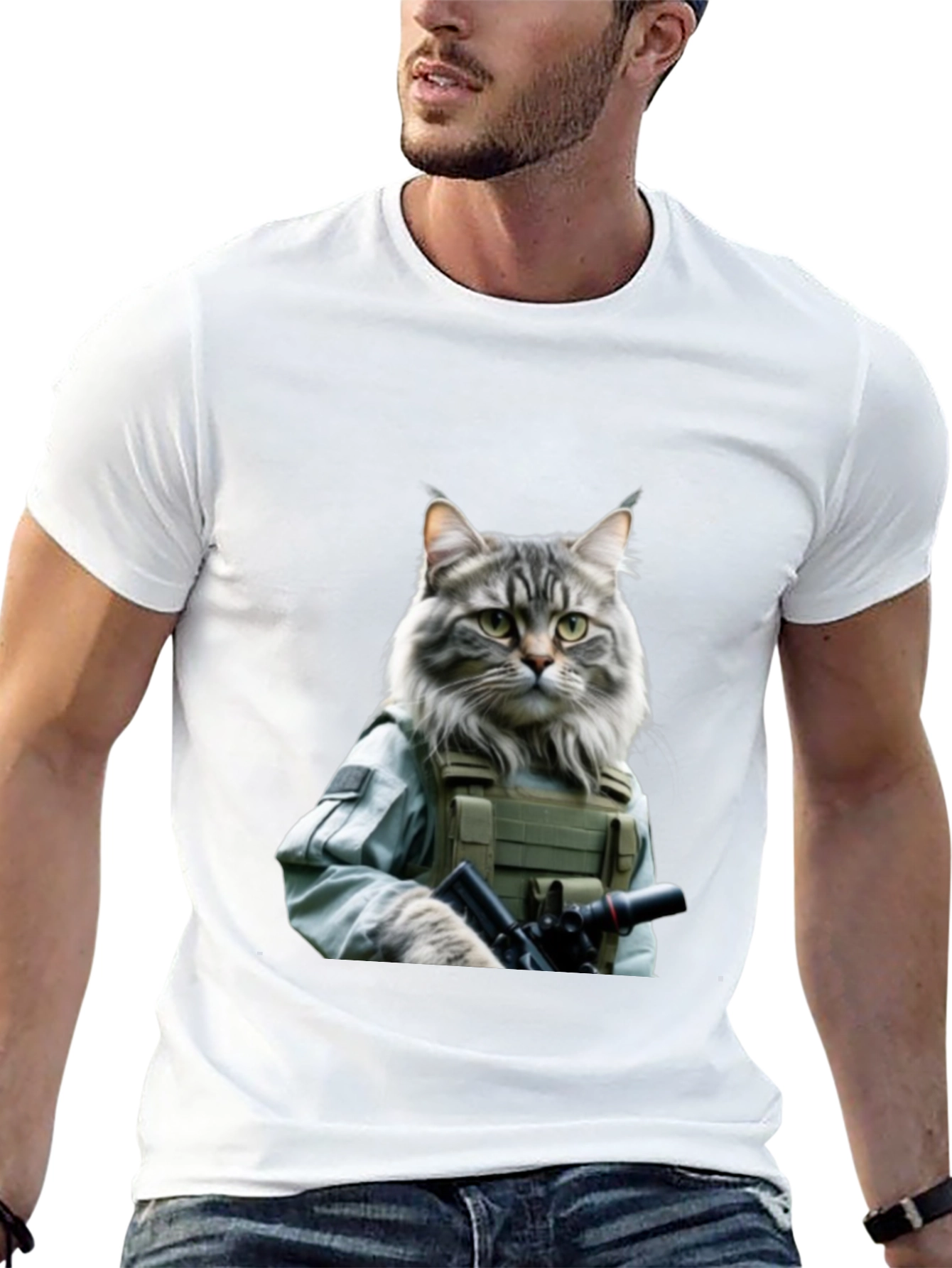 Black Tactical Cat T-Shirt - Military Style view 13