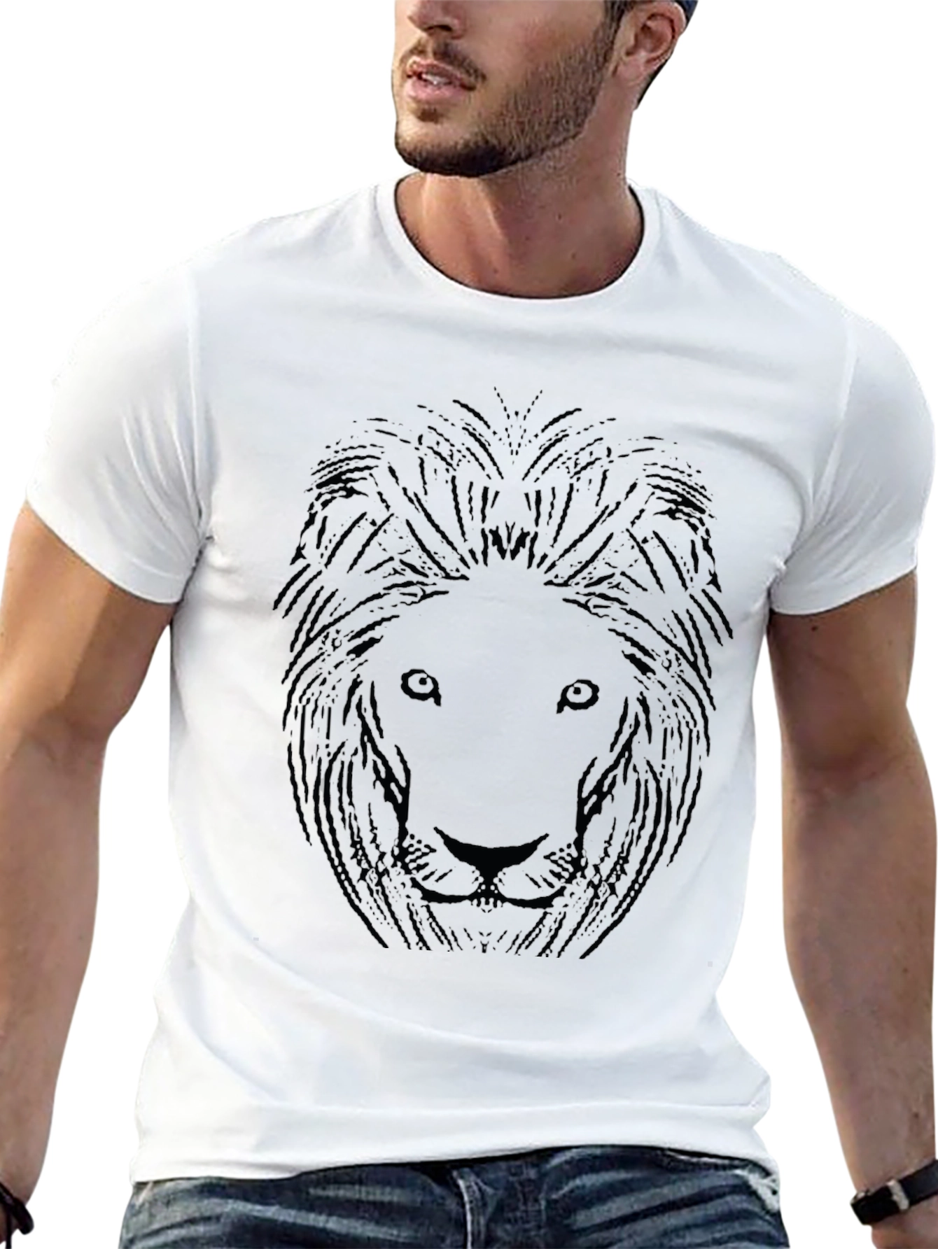 Black Lion Graphic Black T-Shirt for Men view 13