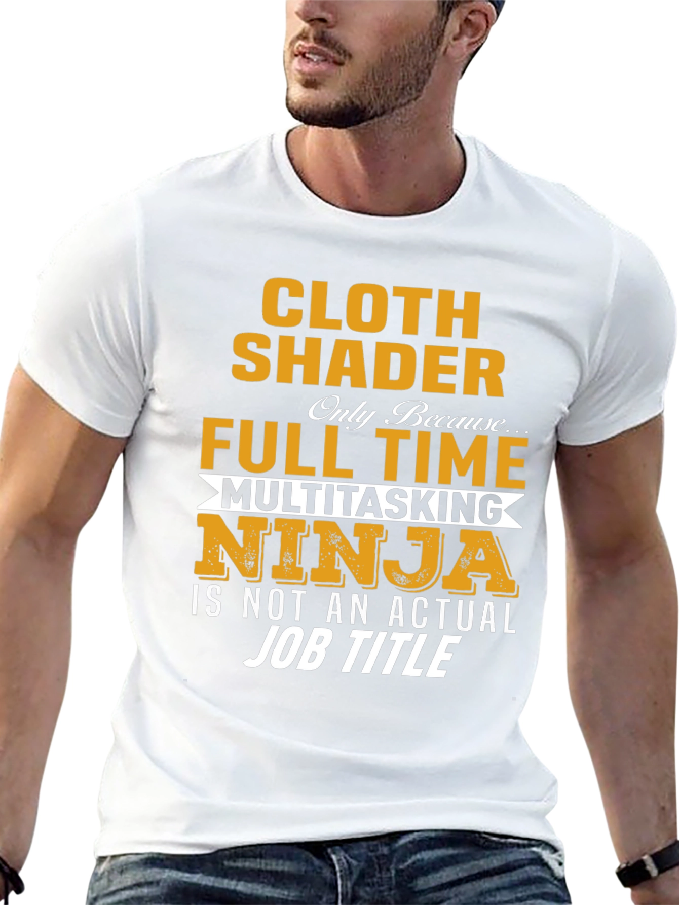 Black Cloth Shader Full Time Ninja T-Shirt view 13