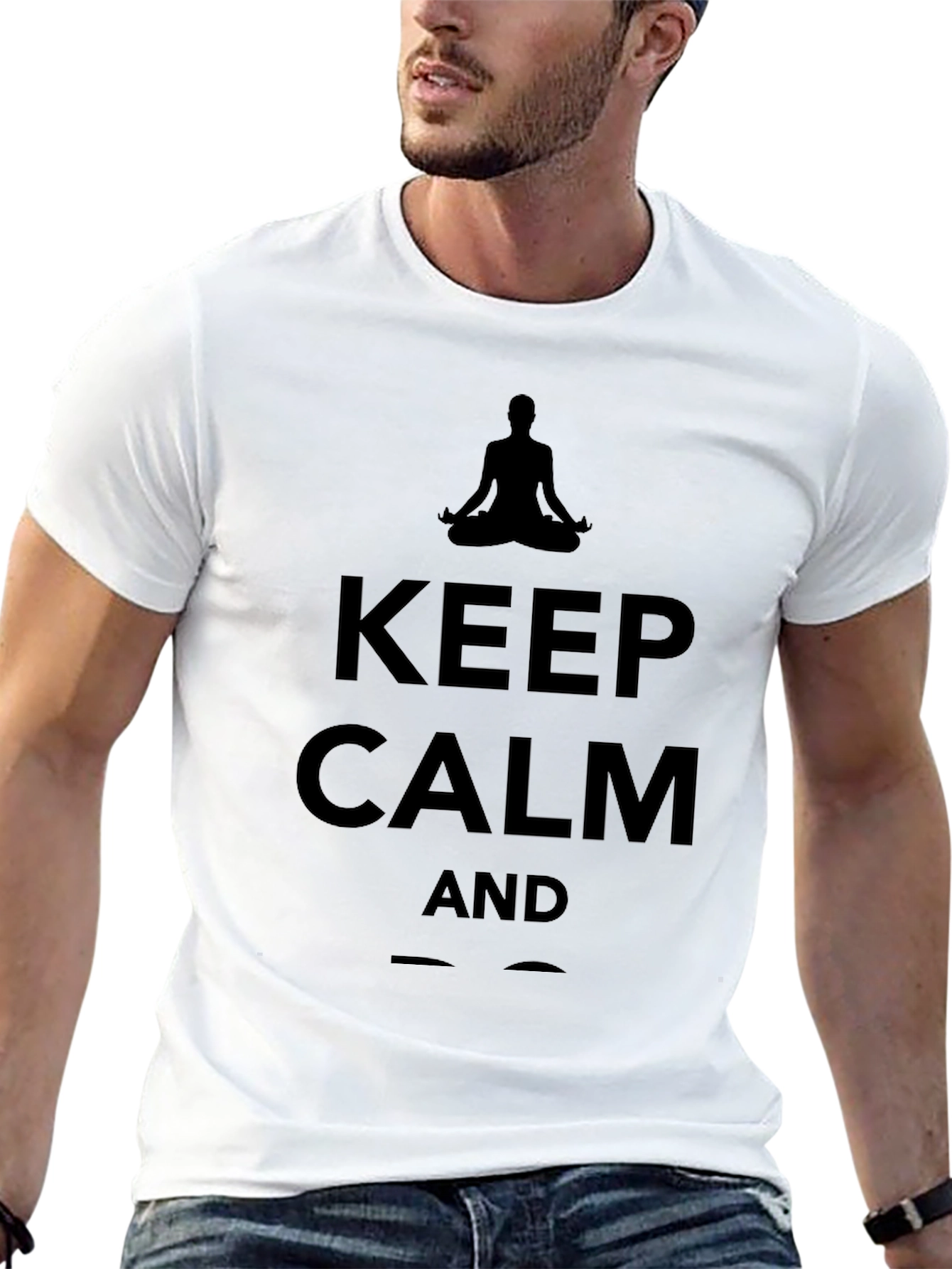 Black Keep Calm Yoga Meditation Black T-Shirt view 13