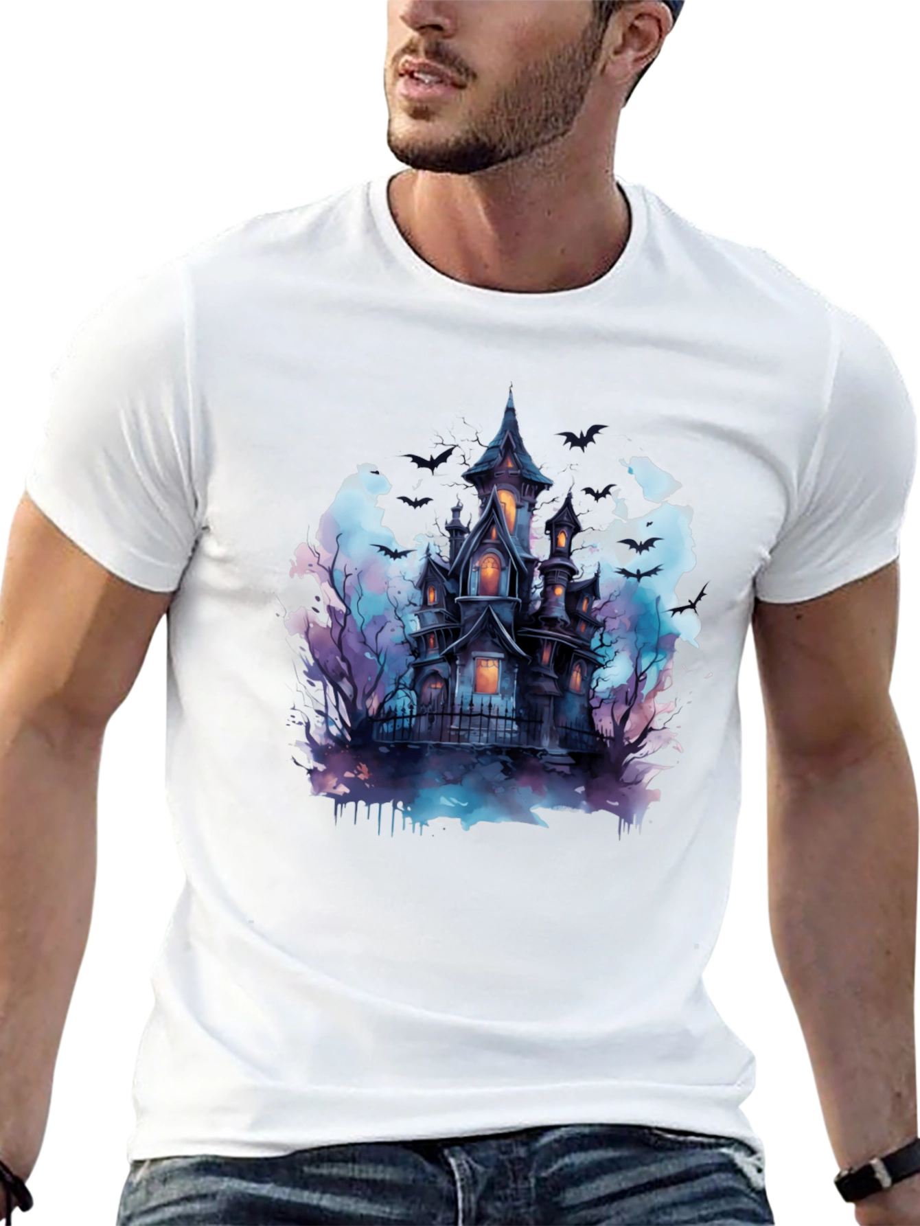 Spooky Haunted House Graphic Tee - Halloween Shirt - 13