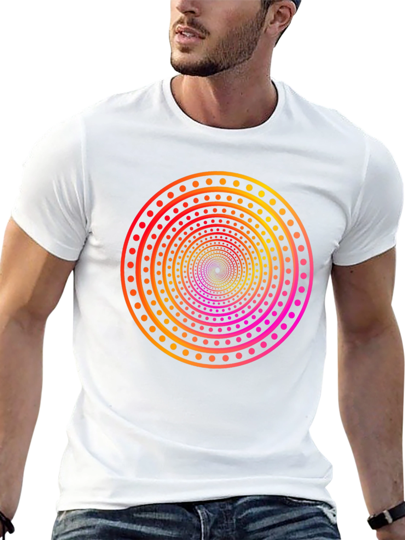 Black Hypnotic Circle Tee - Gradient Dot Pattern view 13