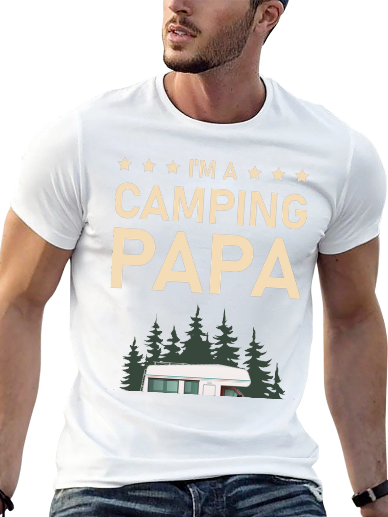 Black Camping Papa T-Shirt - Outdoor Adventure Dad Tee view 13